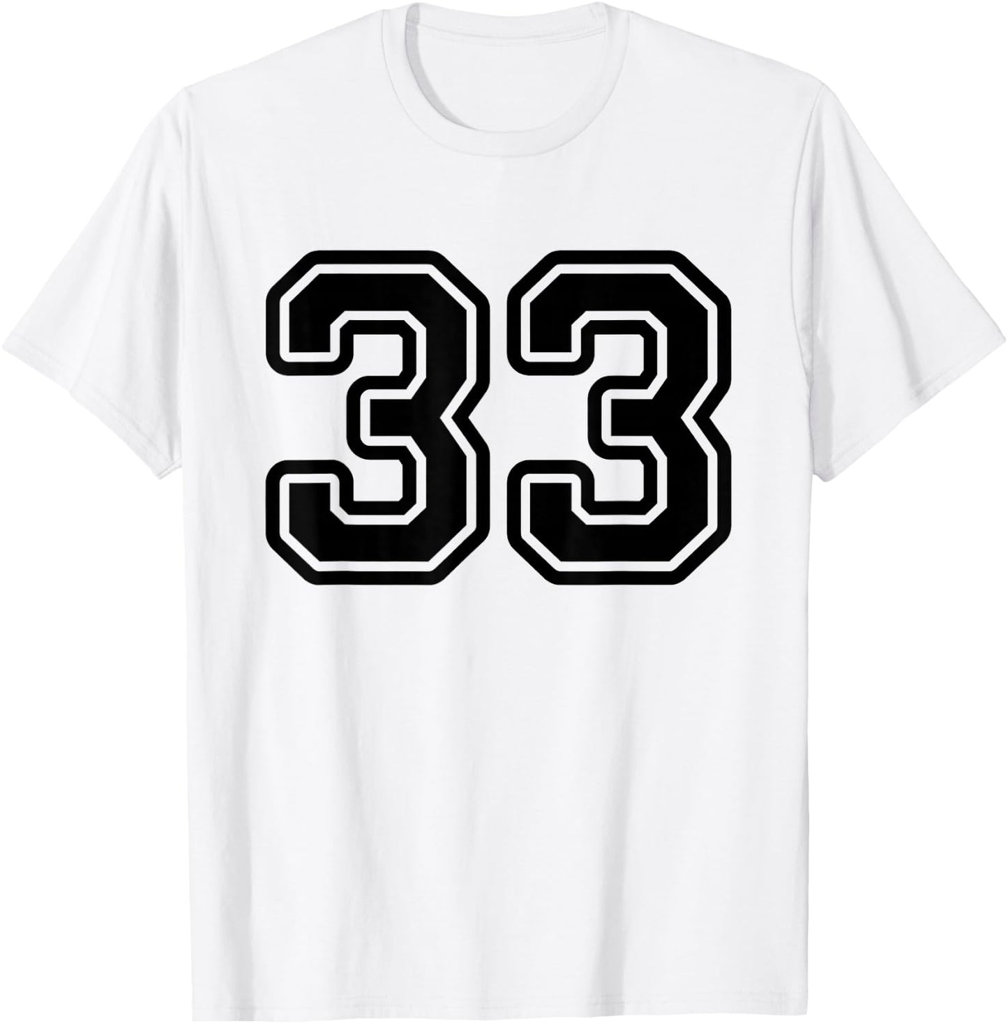 Number #33 Black Sport Varsity Number 33 T-Shirt - T-Shirt | White