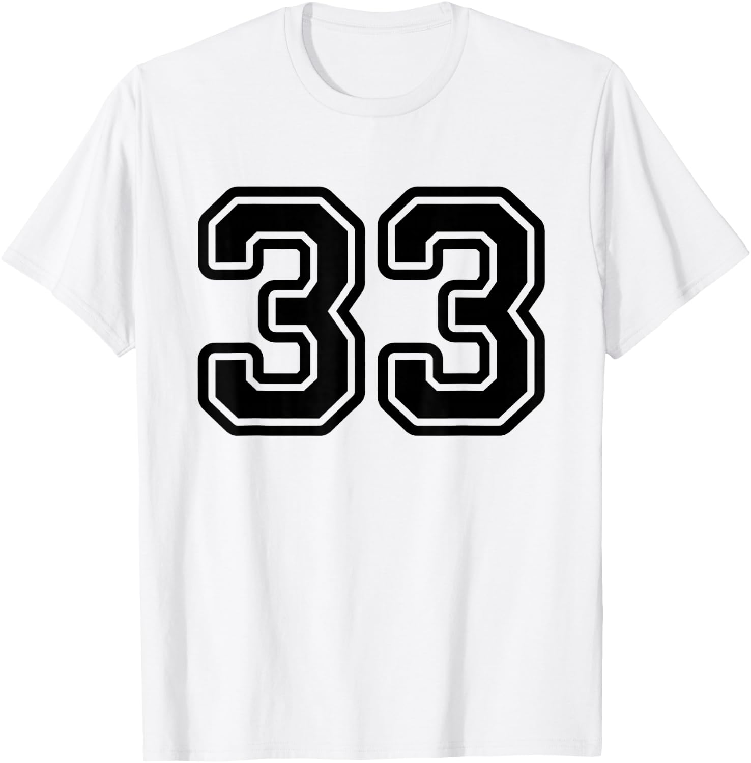 Number #33 Black Sport Varsity Number 33 T-Shirt - T-Shirt | White
