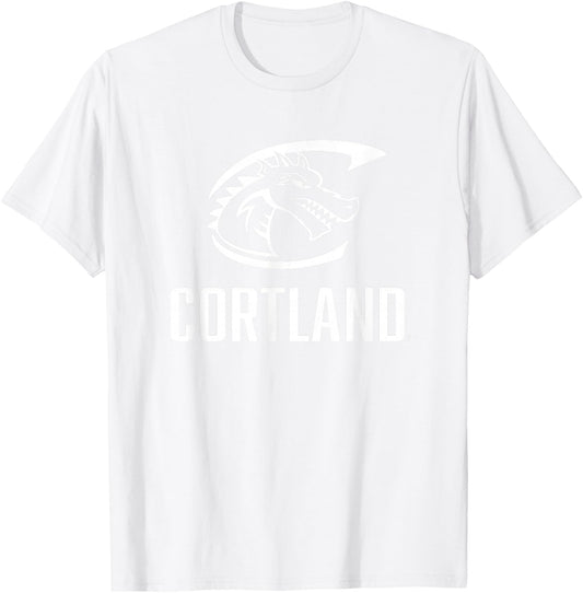 SUNY Cortland Red Dragons Stacked Logo T-Shirt - T-Shirt | White