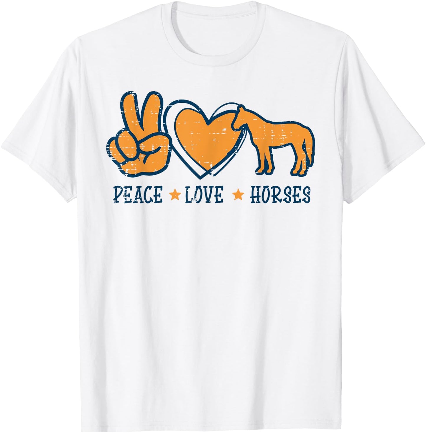 Peace Love Horses Cool Equestrian Hippie Men Women Kids T-Shirt - T-Shirt | White