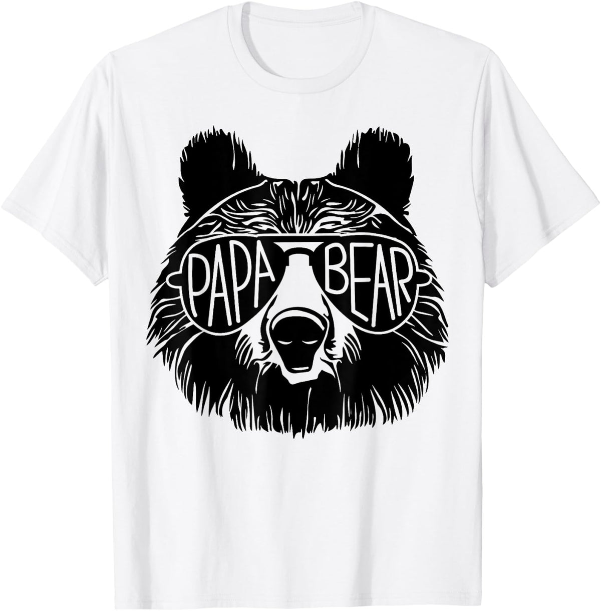 Papa Bear Face Sunglasses Papa Bear Lover Father's Day T-Shirt - T-Shirt | White