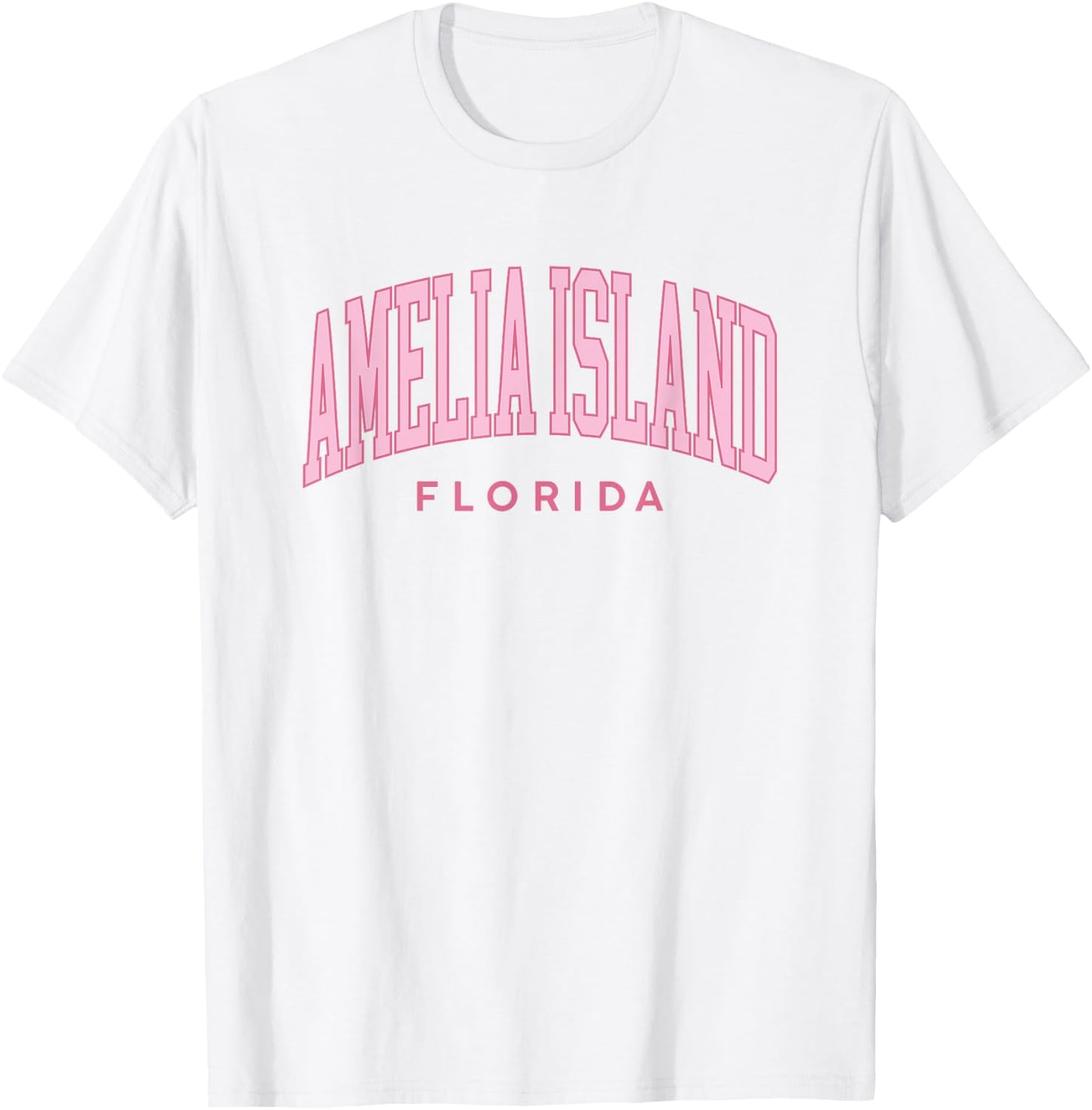Amelia Island Florida Retro Preppy Throwback Pink Girls T-Shirt - T-Shirt | White