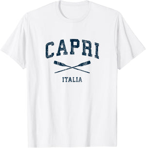 Capri Italy Vintage Nautical Paddles Sports Oars T-Shirt - T-Shirt | White