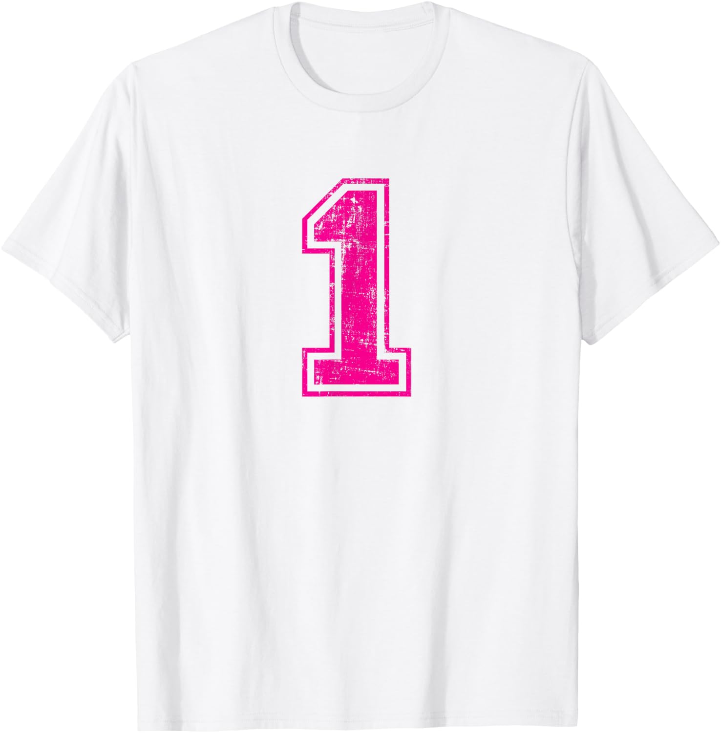 Number 1 One Varsity Distressed Vintage Sport Team Player's T-Shirt - T-Shirt | White
