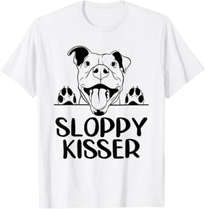 Funny Pitbull Mom Sloppy Kisser Pittie Puppy Dog Pit Bulls Men T-Shirt - T-Shirt | White