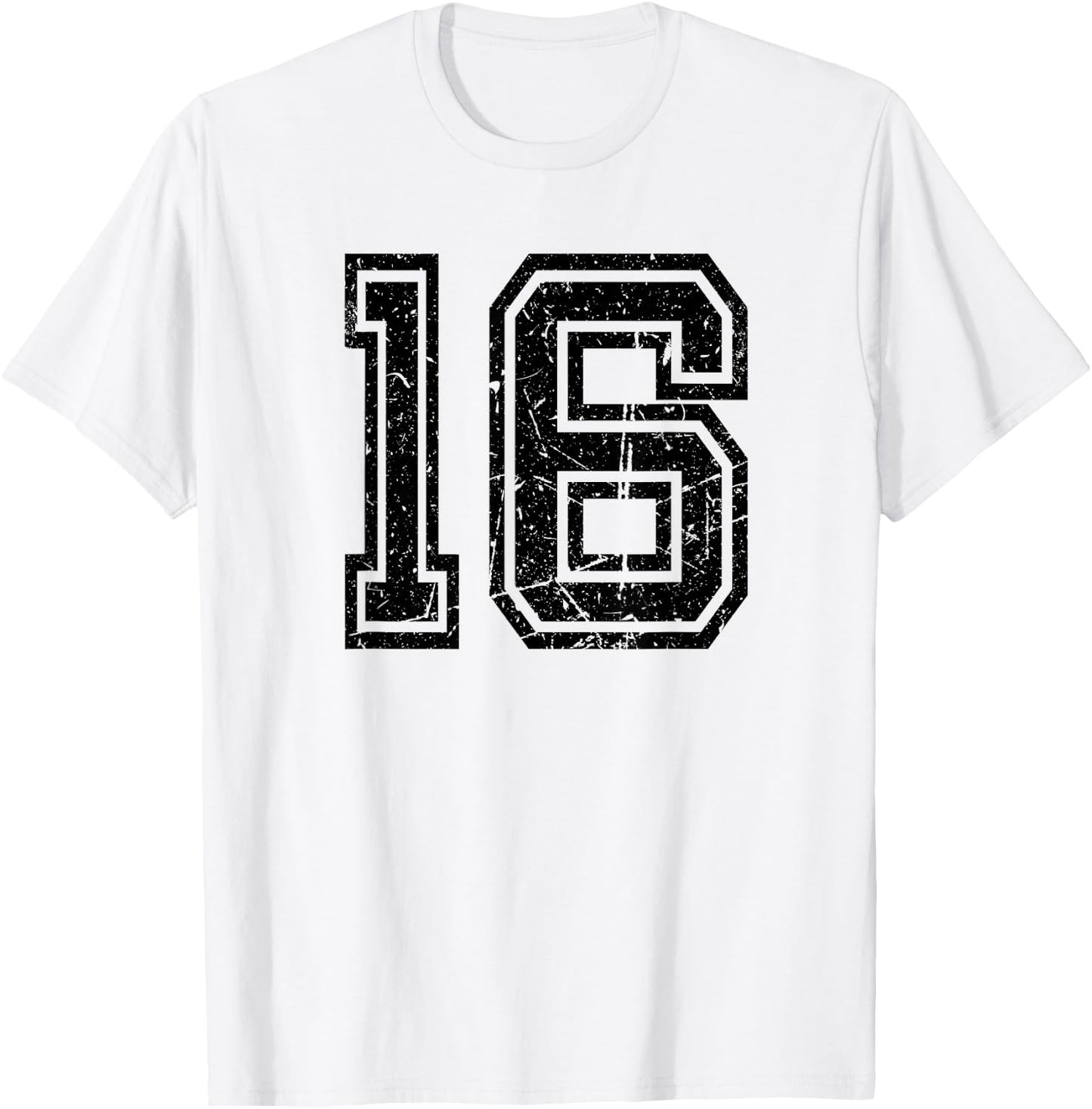 Retro Number #16 Sport Black Number T-Shirt - T-Shirt | White