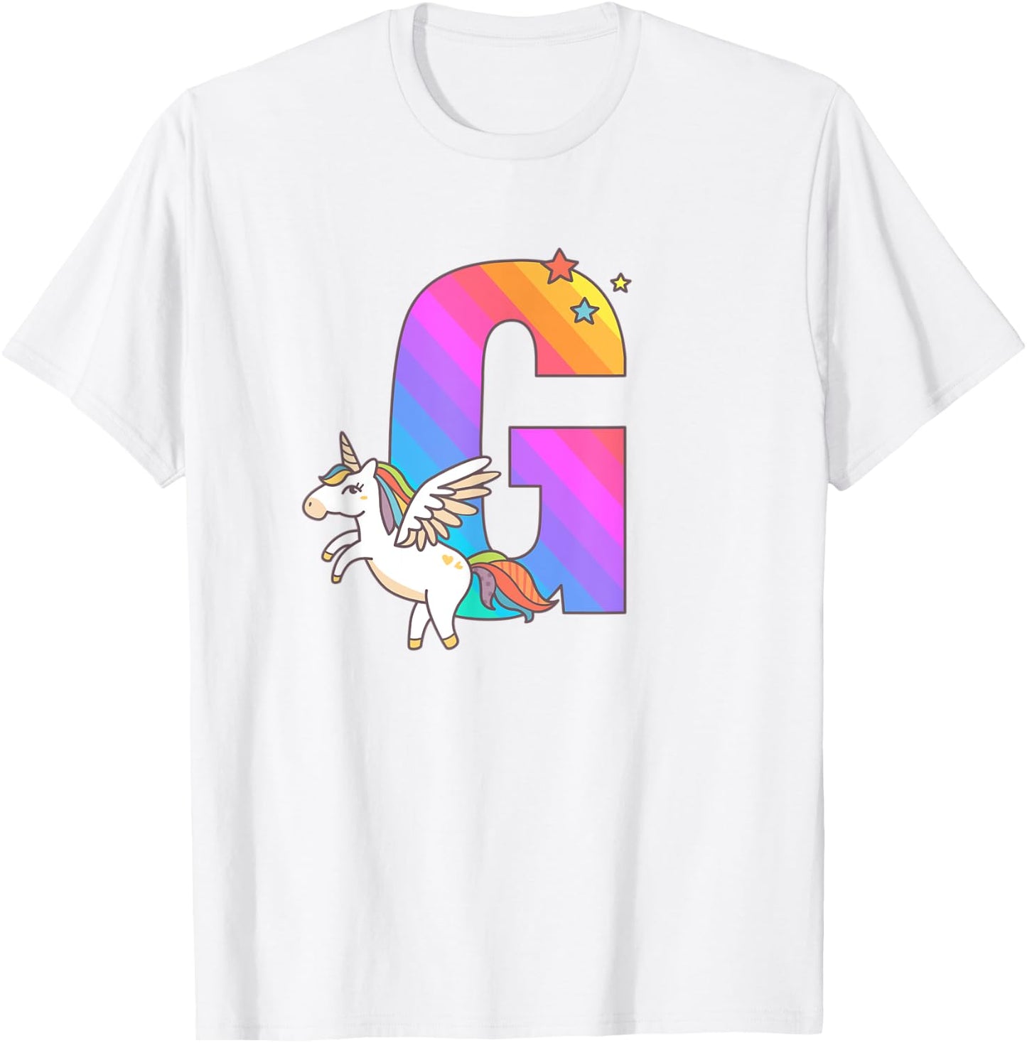 Unicorn Monogram Letter G Initial Cute Girls Birthday Gift T-Shirt - T-Shirt | White