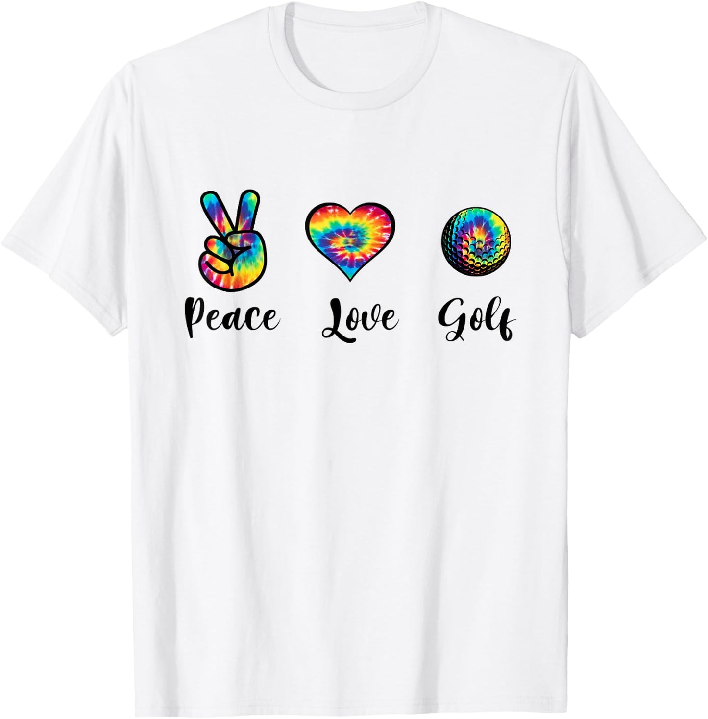 Funny Peace Love Golf Tie Dye Golf Lovers Golfer Golfing T-Shirt - T-Shirt | White