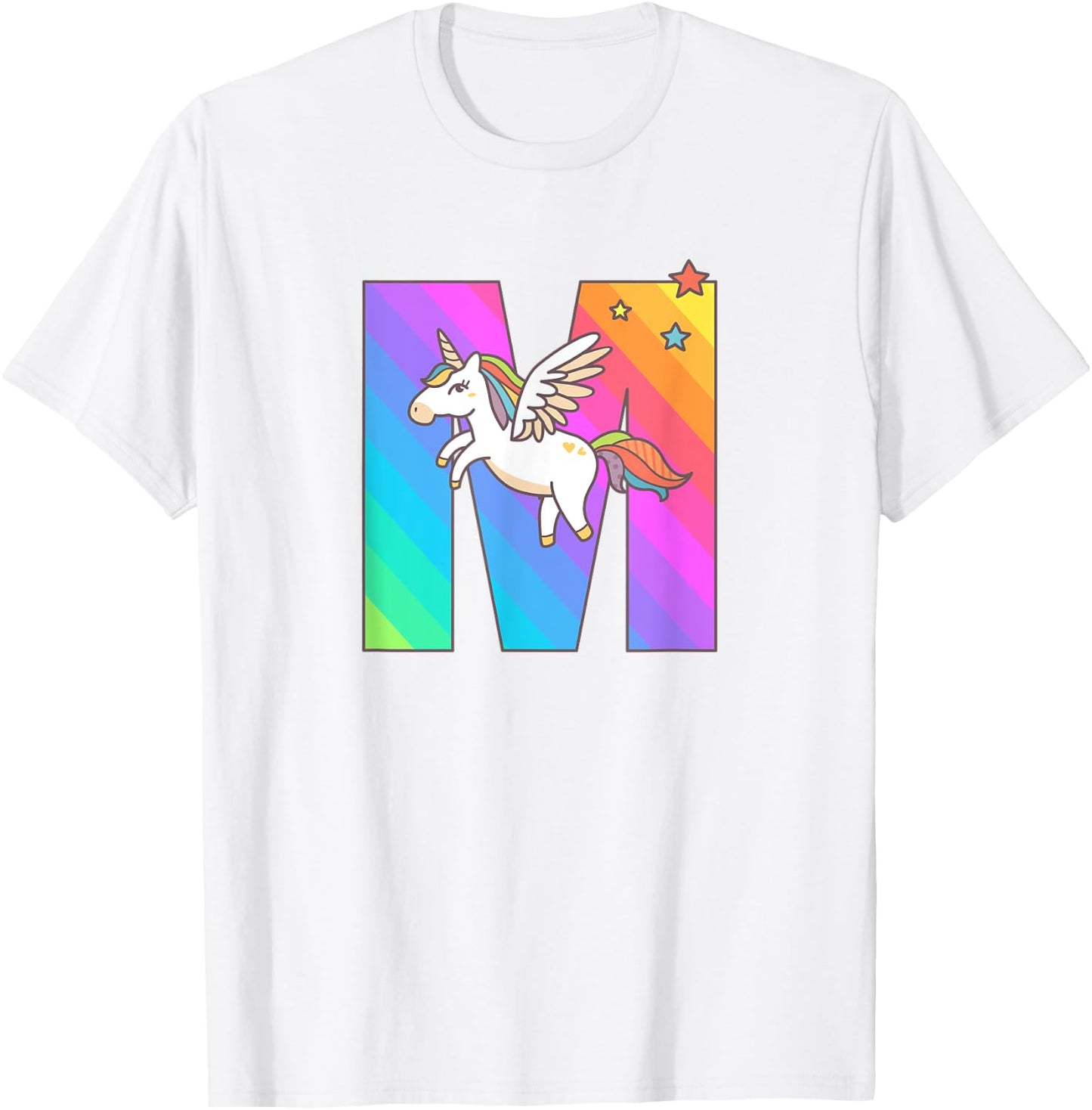 Unicorn Monogram Letter M Initial Cute Girls Birthday Gift T-Shirt - T-Shirt | White