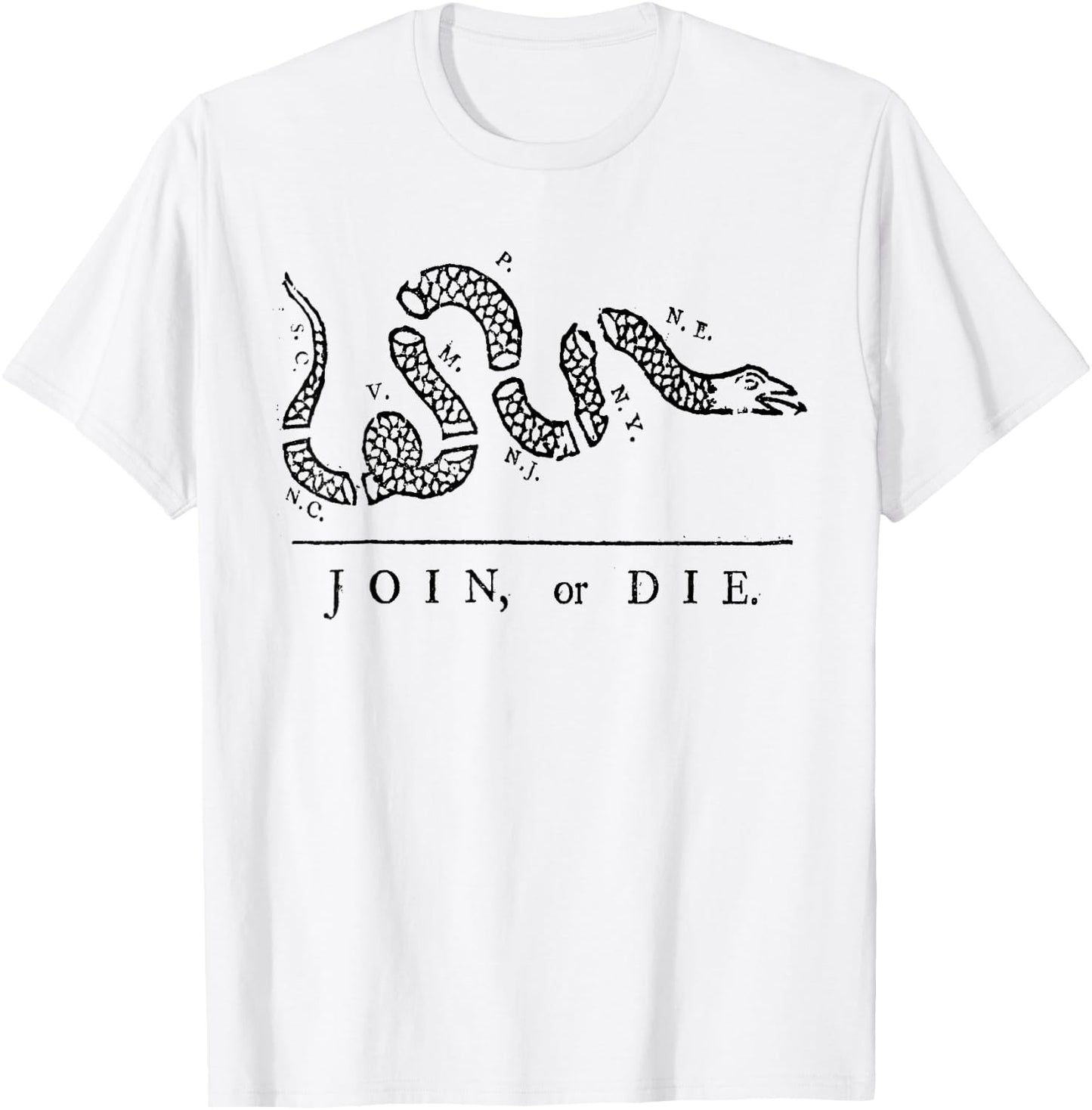 Join or Die with black snake T-Shirt - T-Shirt | White