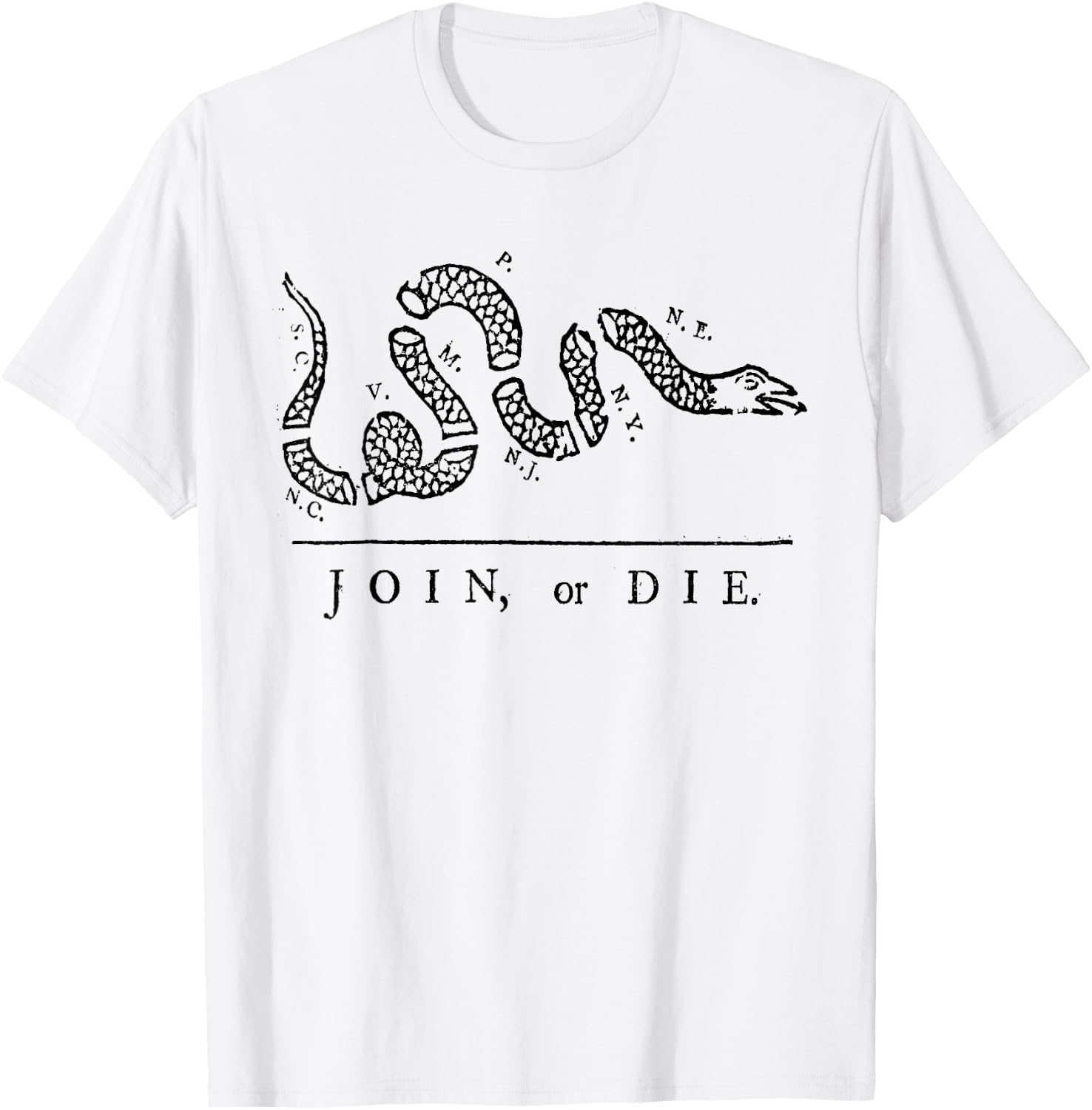 Join or Die with black snake T-Shirt - T-Shirt | White