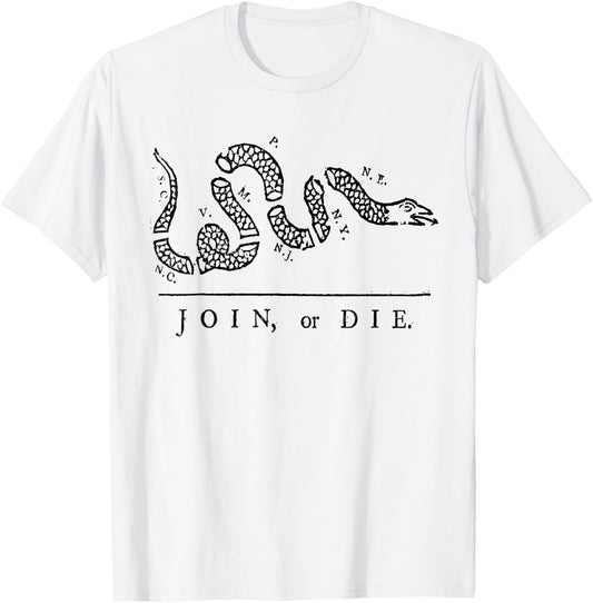 Join or Die with black snake T-Shirt - T-Shirt | White