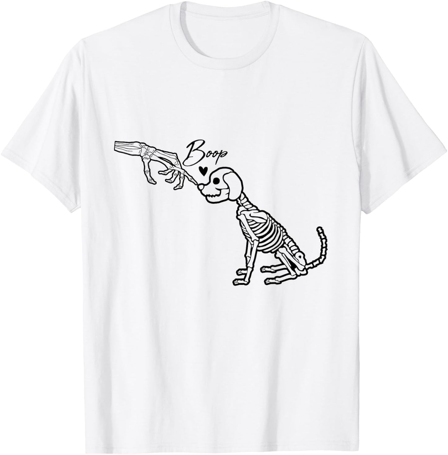 Skeleton Hand Boop Skeleton Dog Halloween Pet Love Men Women T-Shirt - T-Shirt | White