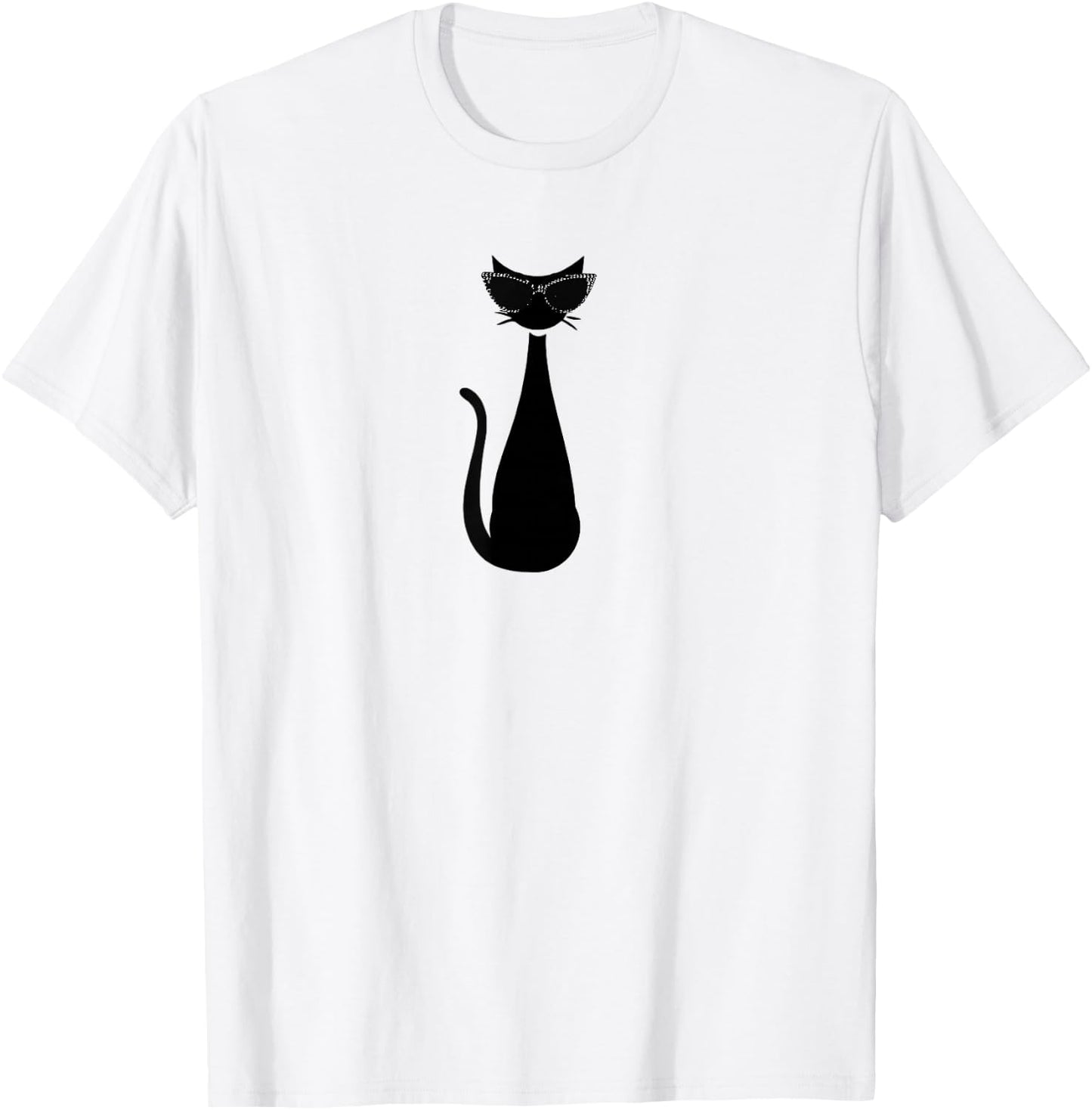 Retro Vintage Mod Atomic Black Cat Eye Eyeglasses Rockabilly T-Shirt - T-Shirt | White
