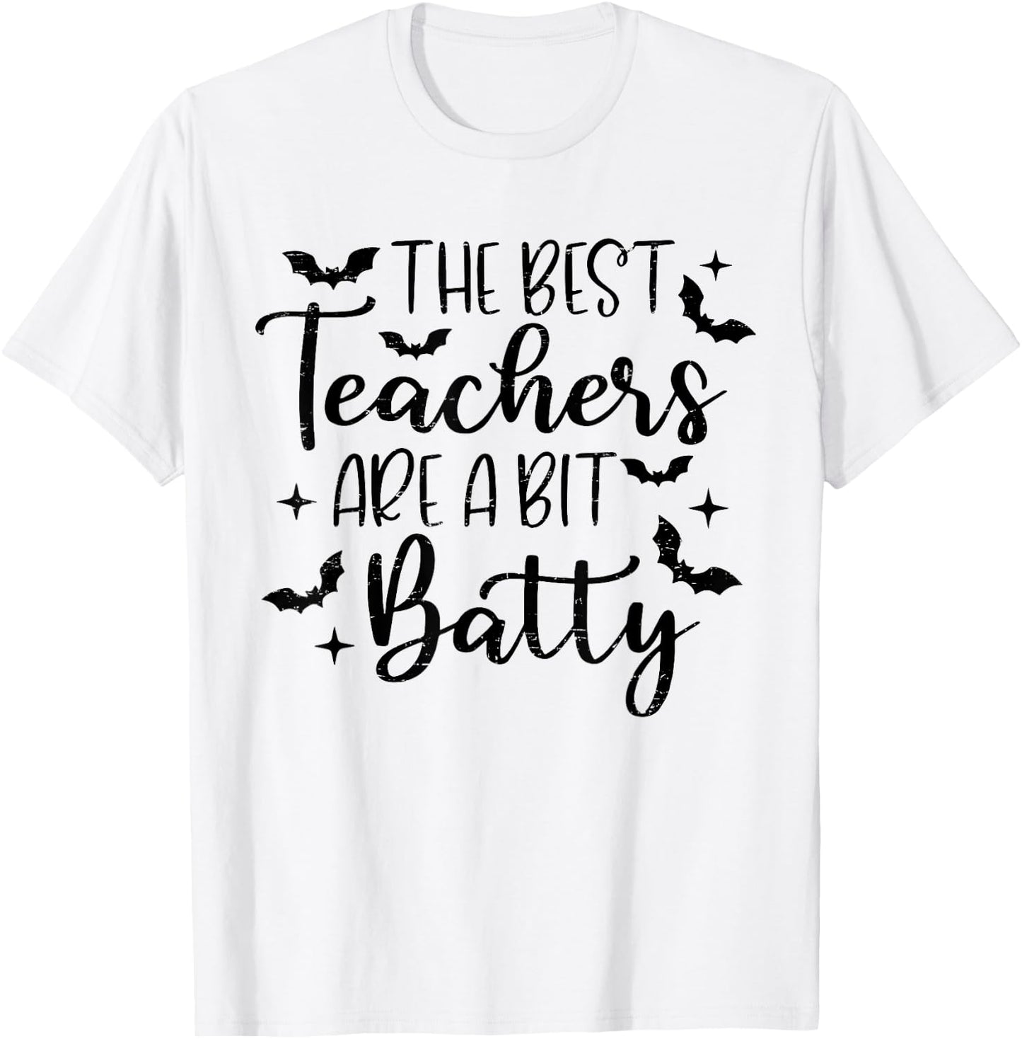 Retro The Best Teachers Are A Bit Batty Halloween Teacher T-Shirt - T-Shirt | White