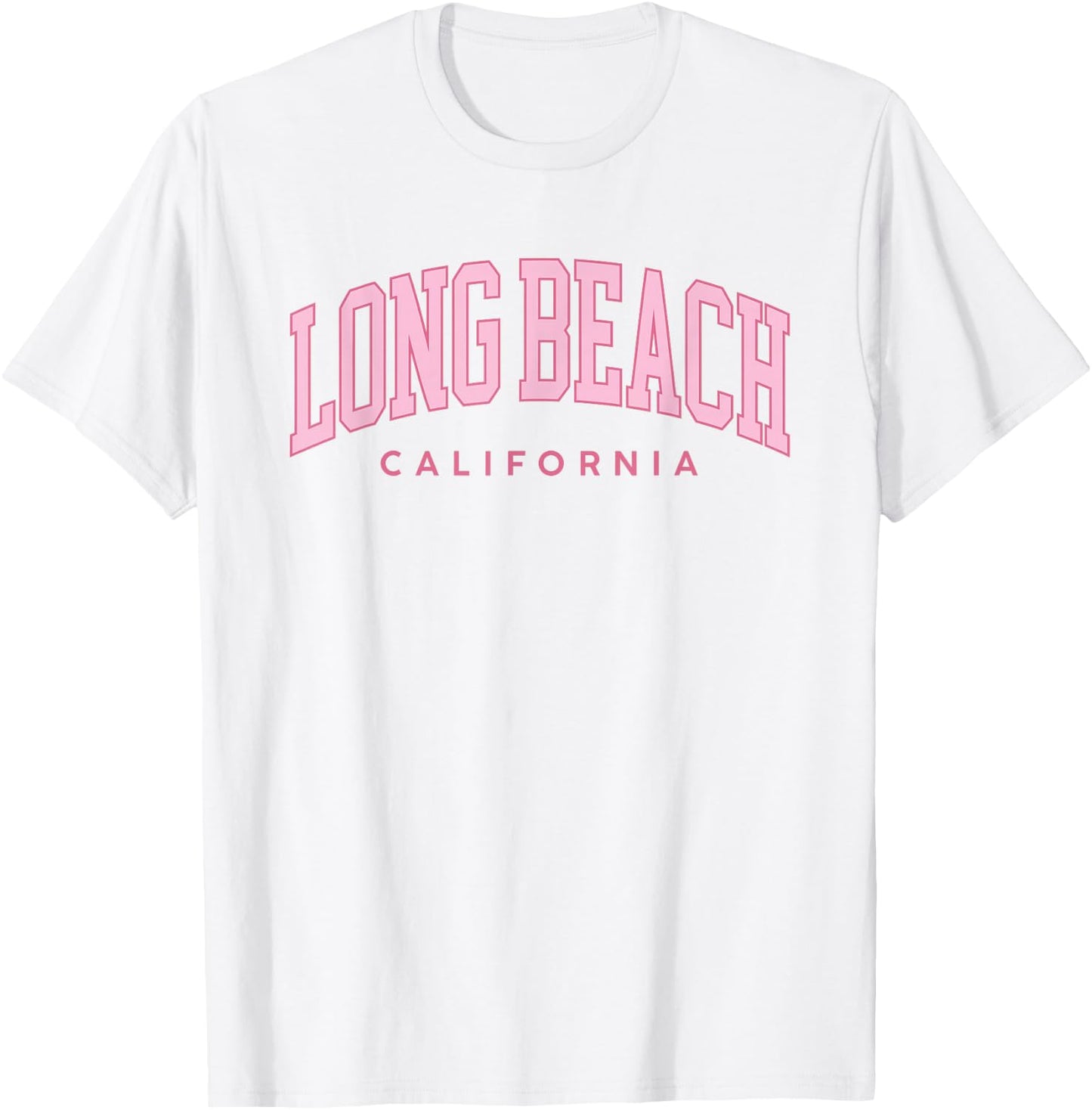 Long Beach California Retro Preppy Throwback Pink Girls T-Shirt - T-Shirt | White