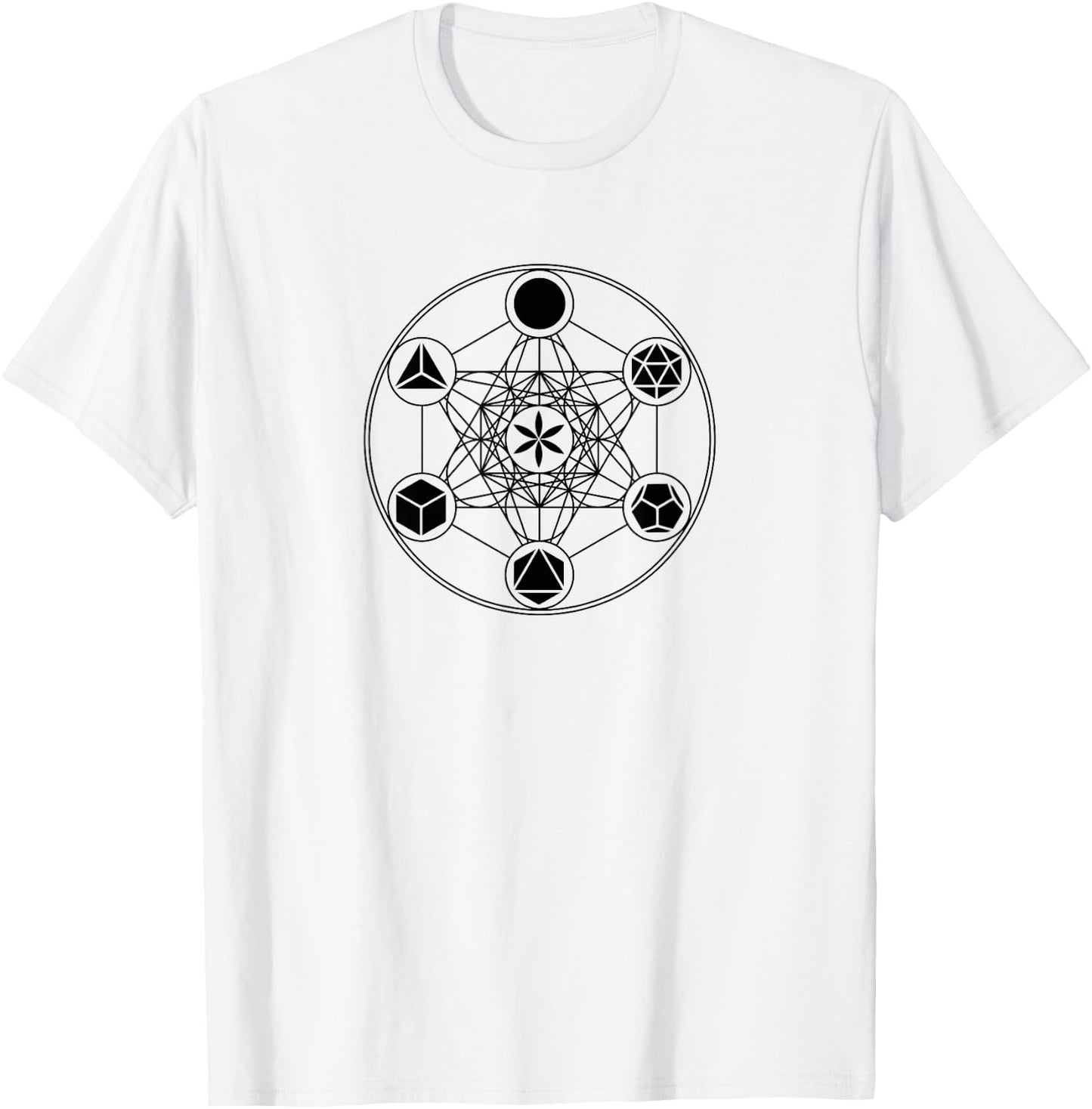 Sacred Geometry Yoga Metatrons Cube Platonic Solids T-Shirt - T-Shirt | White
