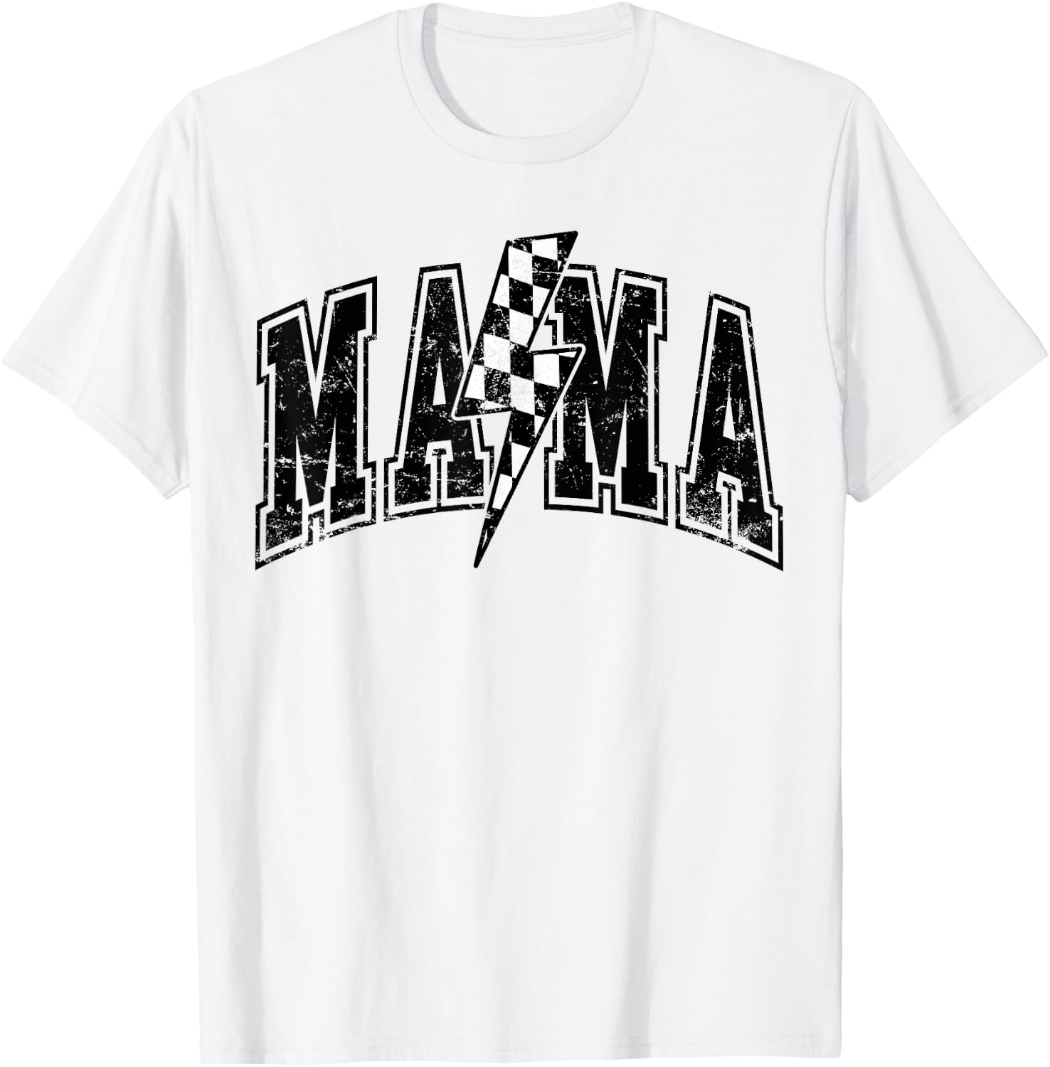 Mama Lightning Bolt Checkered Mother's Day Varsity For Mom T-Shirt - T-Shirt | White