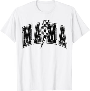 Mama Lightning Bolt Checkered Mother's Day Varsity For Mom T-Shirt - T-Shirt | White