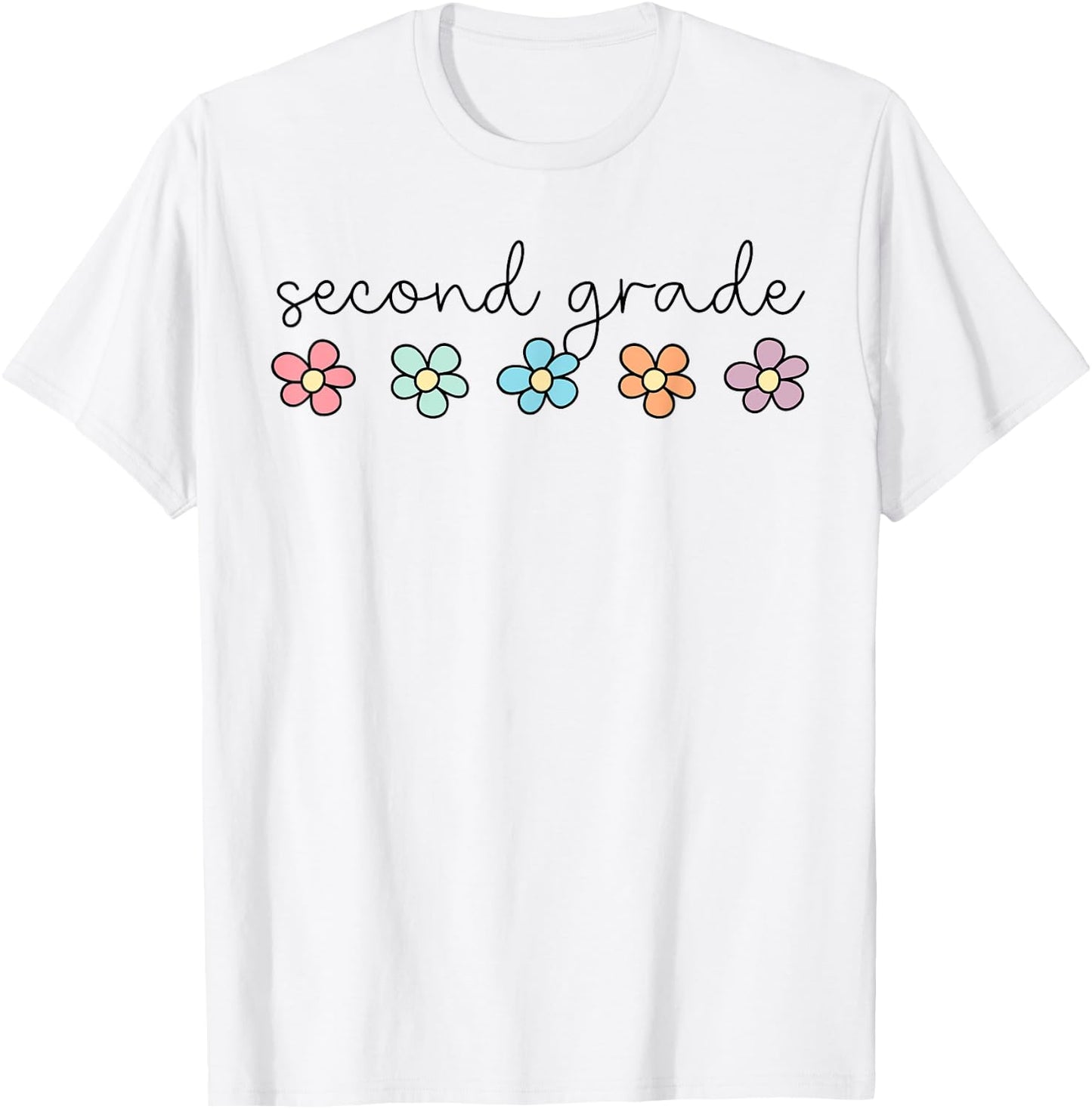 Retro Groovy Second Grade Hello 2nd Grade Teacher Kids T-Shirt - T-Shirt | White