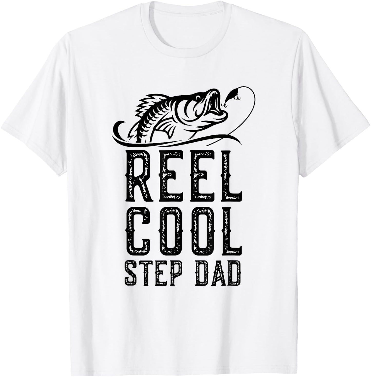 Reel Cool Step-Dad Fishing Fisherman Funny Retro StepDad T-Shirt - T-Shirt | White