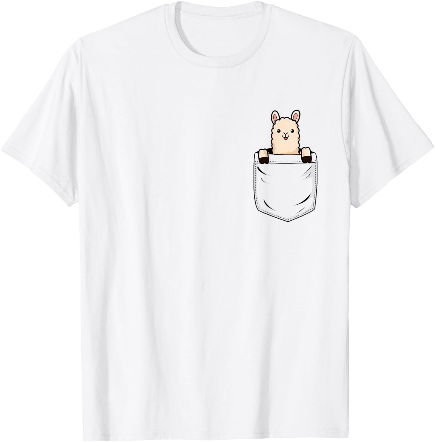 Llama Lovers Cute Funny Llama In Pocket T-Shirt - T-Shirt | White