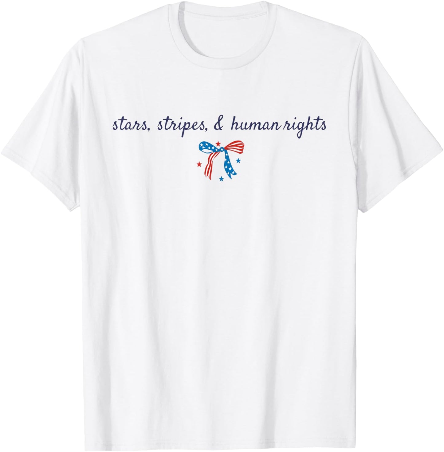Stars And Stripes And Human Rights 4th Of July Bow Coquette T-Shirt - T-Shirt | White