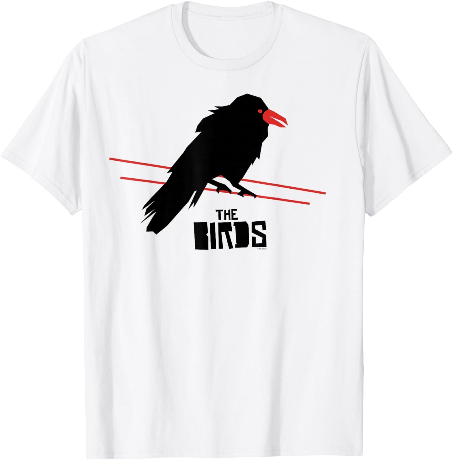 The Birds Alfred Hitchcock Raven On A Wire T-Shirt - T-Shirt | White