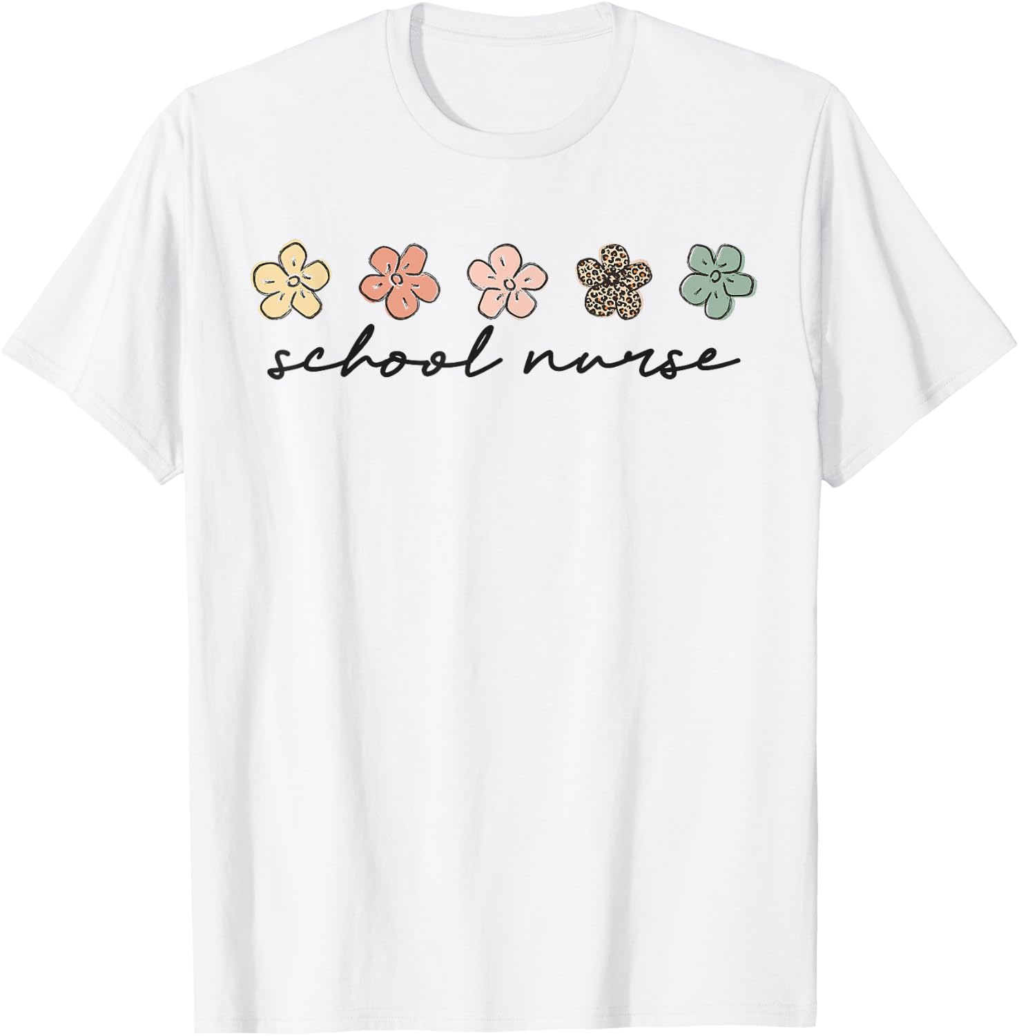 Cute leopard print School Nurse Appreciation nursing T-Shirt - T-Shirt | White