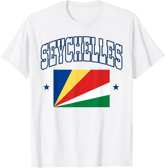 Seychelles Athletic Men Women Souvenir Flag T-Shirt - T-Shirt | White