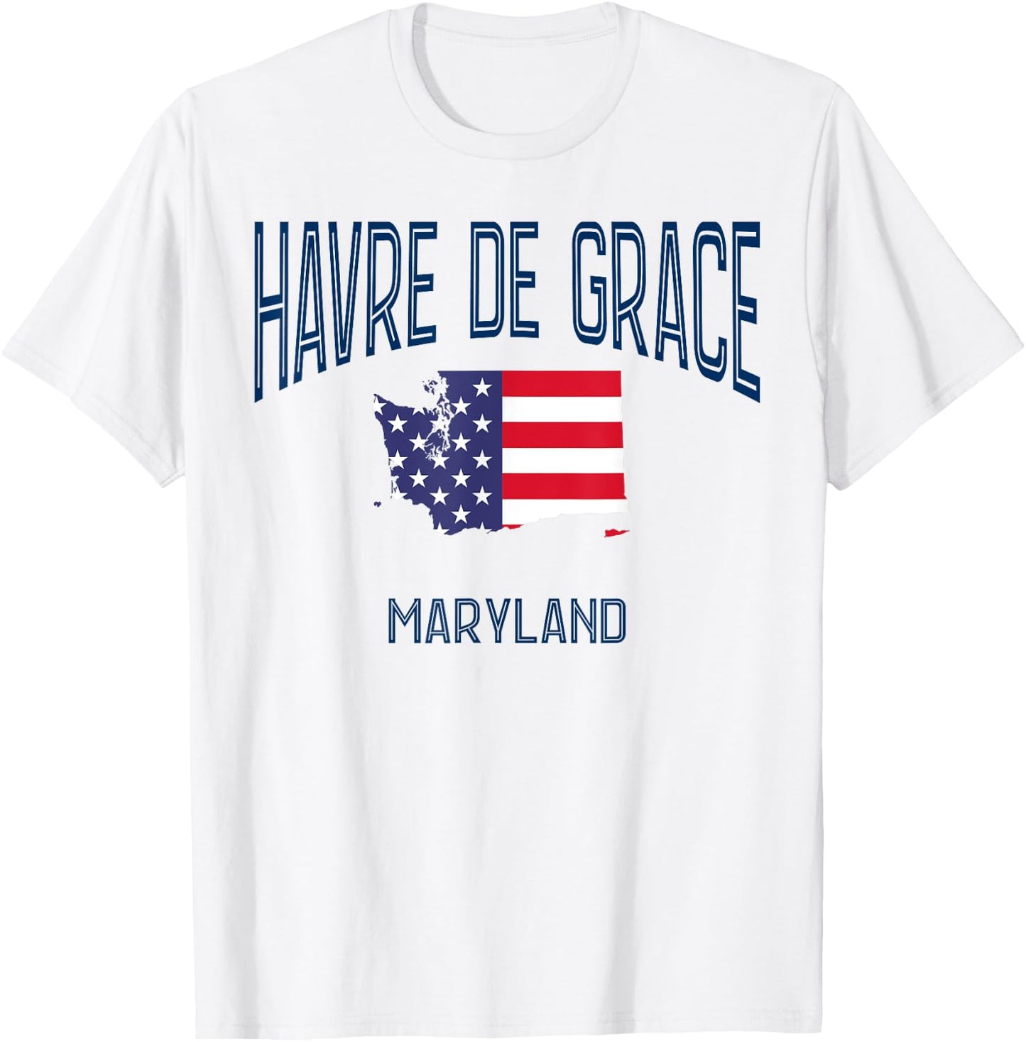 Havre de Grace Maryland MD Athletic Retro USA Flag Women Kids Men T-Shirt - T-Shirt | White