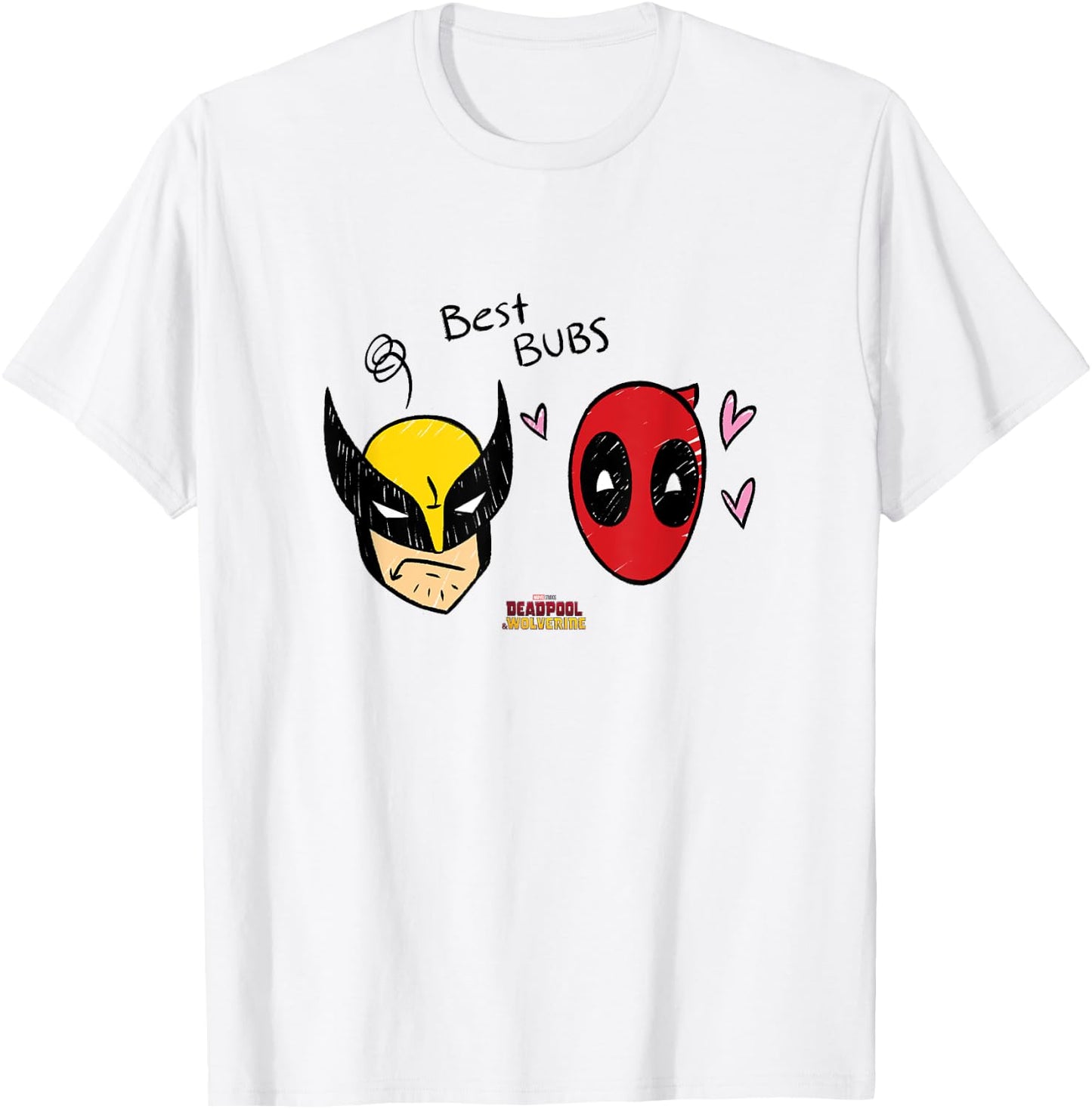 Marvel Deadpool & Wolverine Best Bubs Faces Doodles T-Shirt - T-Shirt | White