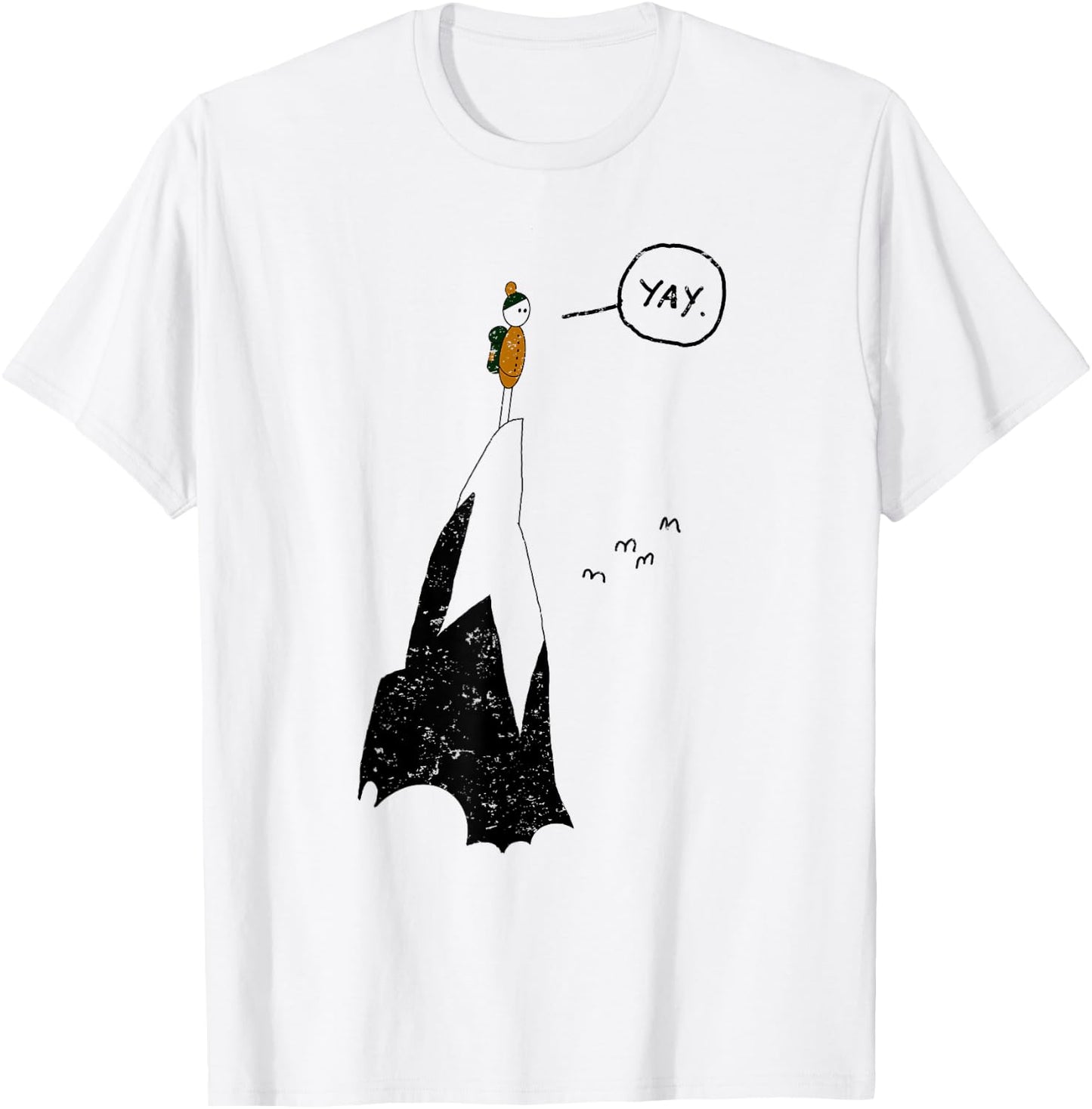 Yay Funny Mountain Climber Hiker Mountaineer Hand Drawn T-Shirt - T-Shirt | White