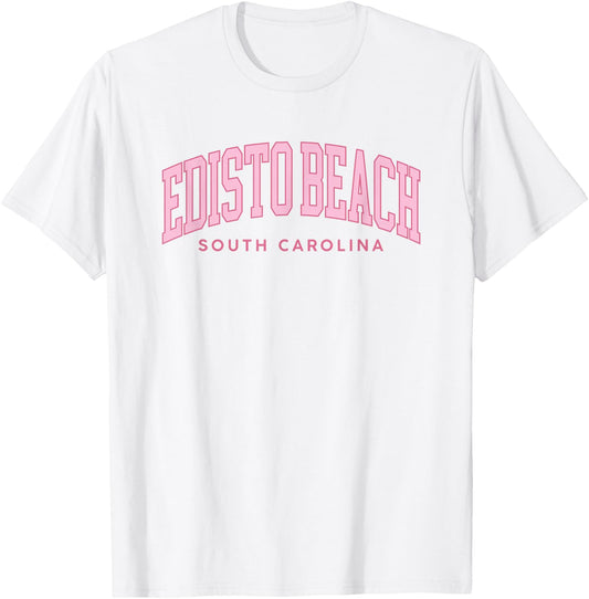 Edisto Beach South Carolina Retro Preppy Throwback Pink T-Shirt - T-Shirt | White
