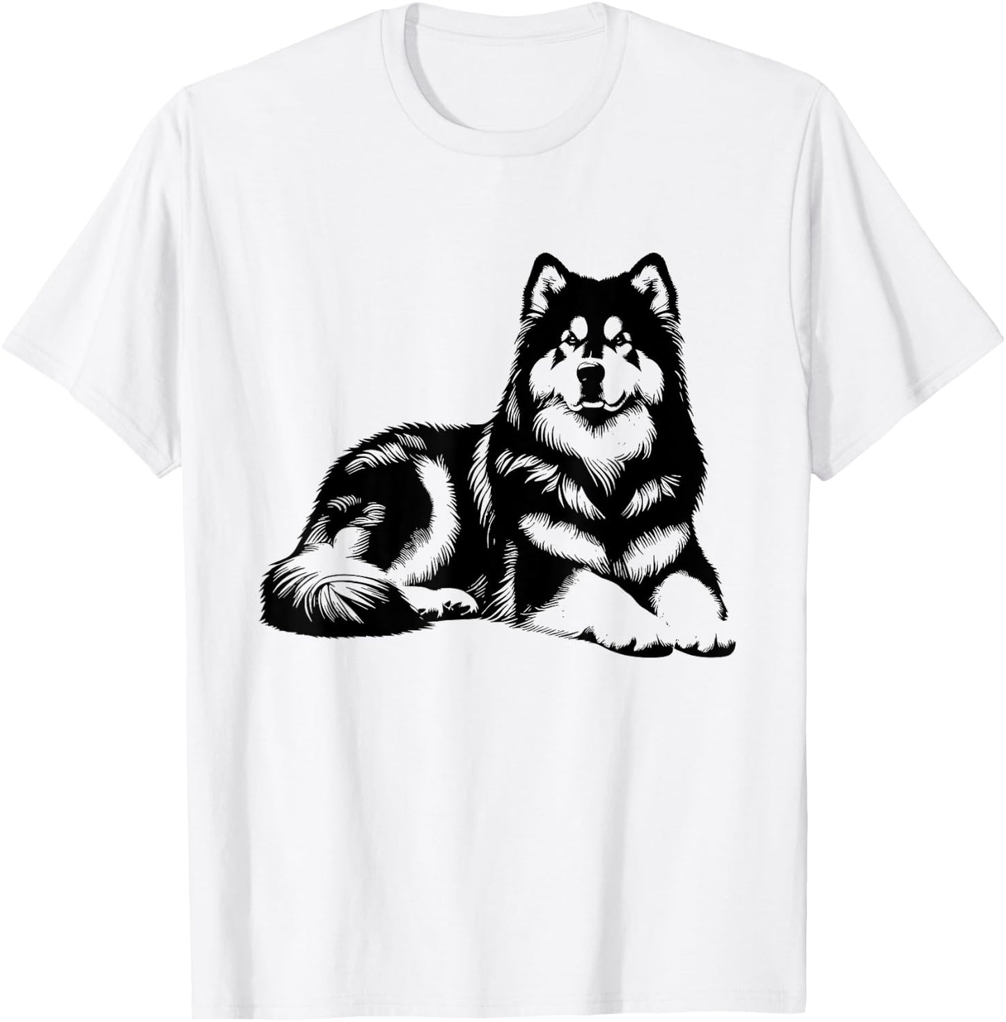 Dog Dad Mom Lover - Monochromatic Alaskan Malamute T-Shirt - T-Shirt | White