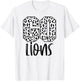 Lions Team Mascot School Spirit Game Night Leopard Print T-Shirt - T-Shirt | White