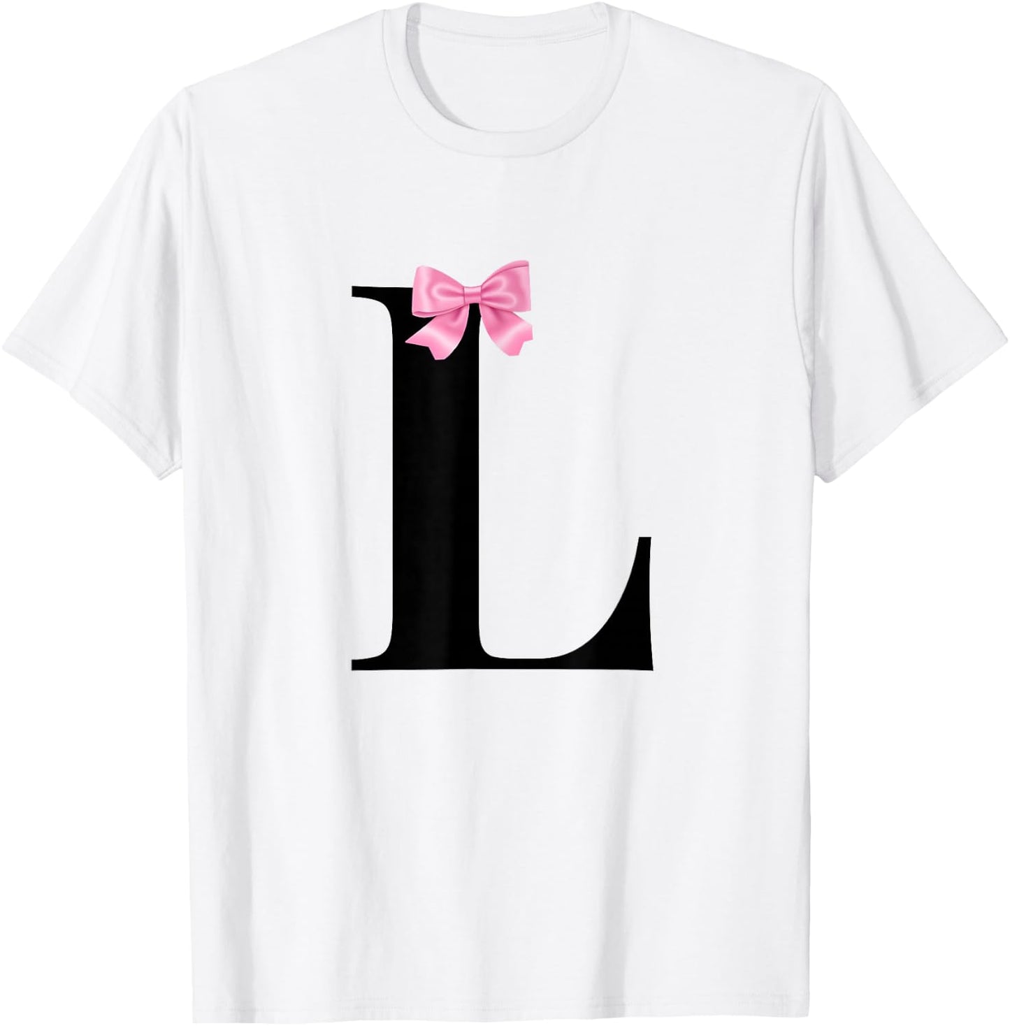 Letter L Coquette Monogram With Pink Bow Initial Name T-Shirt - T-Shirt | White
