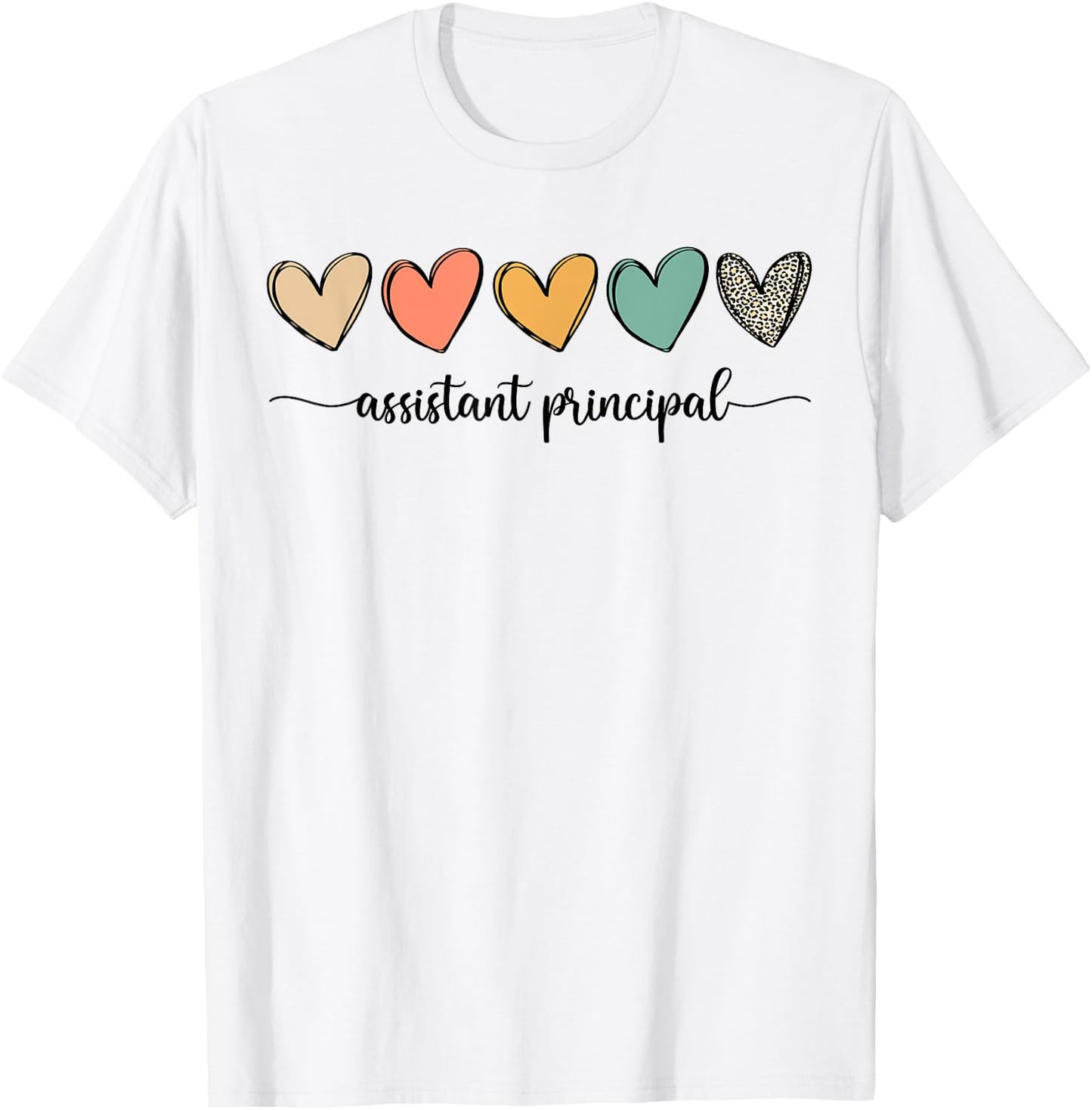 Cute Assistant Principal Shirt Leopard Boho Hearts T-Shirt - T-Shirt | White