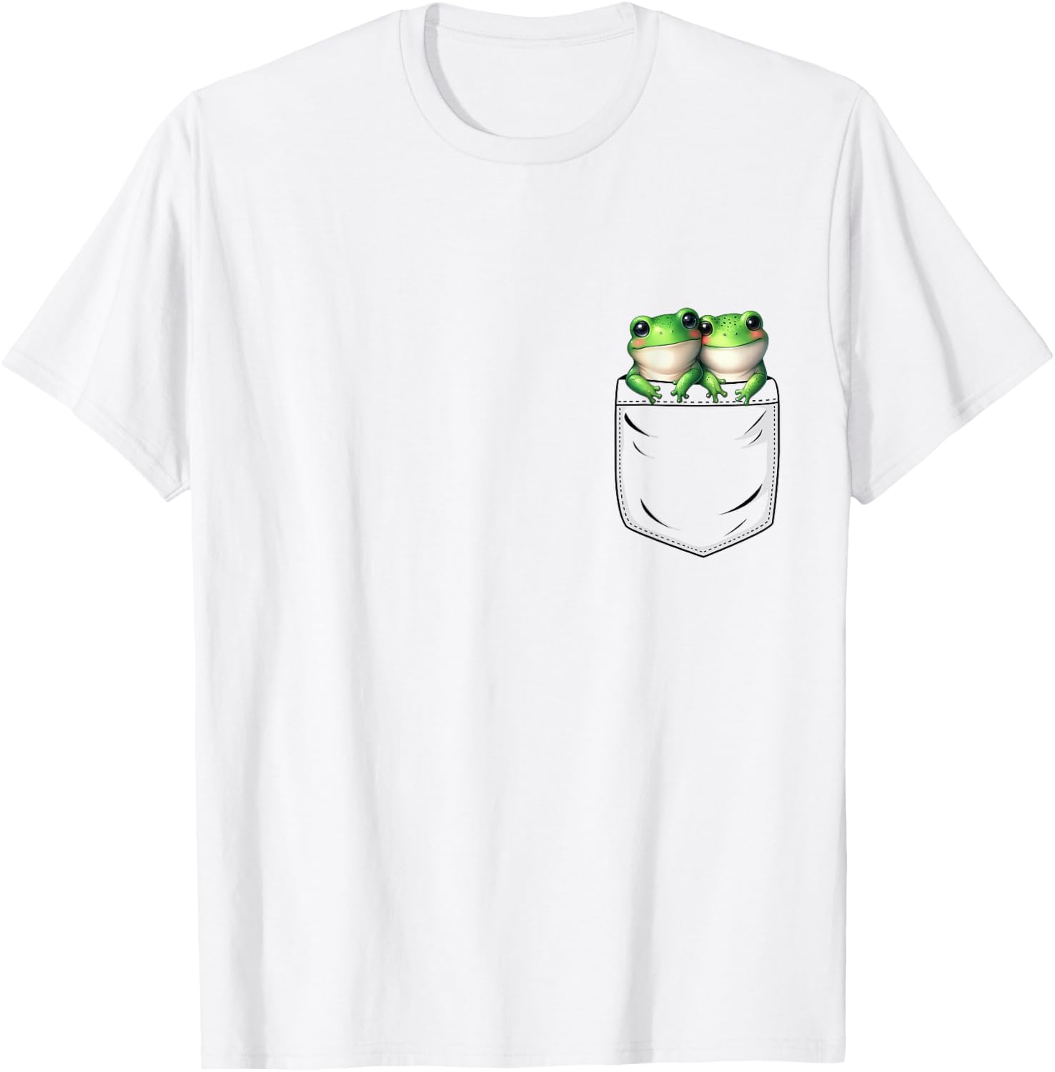 Frog Lovers Cute Funny Frog In Pocket , Small, Grey T-Shirt - T-Shirt | White