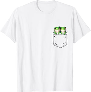 Frog Lovers Cute Funny Frog In Pocket , Small, Grey T-Shirt - T-Shirt | White