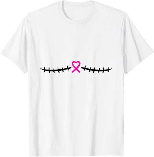 Double Mastectomy Breast Cancer Survivor Pink Ribbon T-Shirt - T-Shirt | White