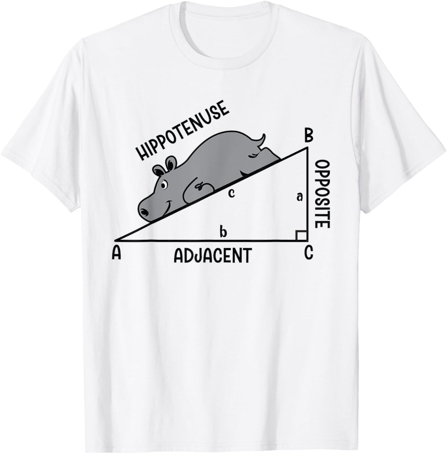 Funny Geometry Math Joke Hippo Nerd Hippotenuse Hypotenuse T-Shirt - T-Shirt | White
