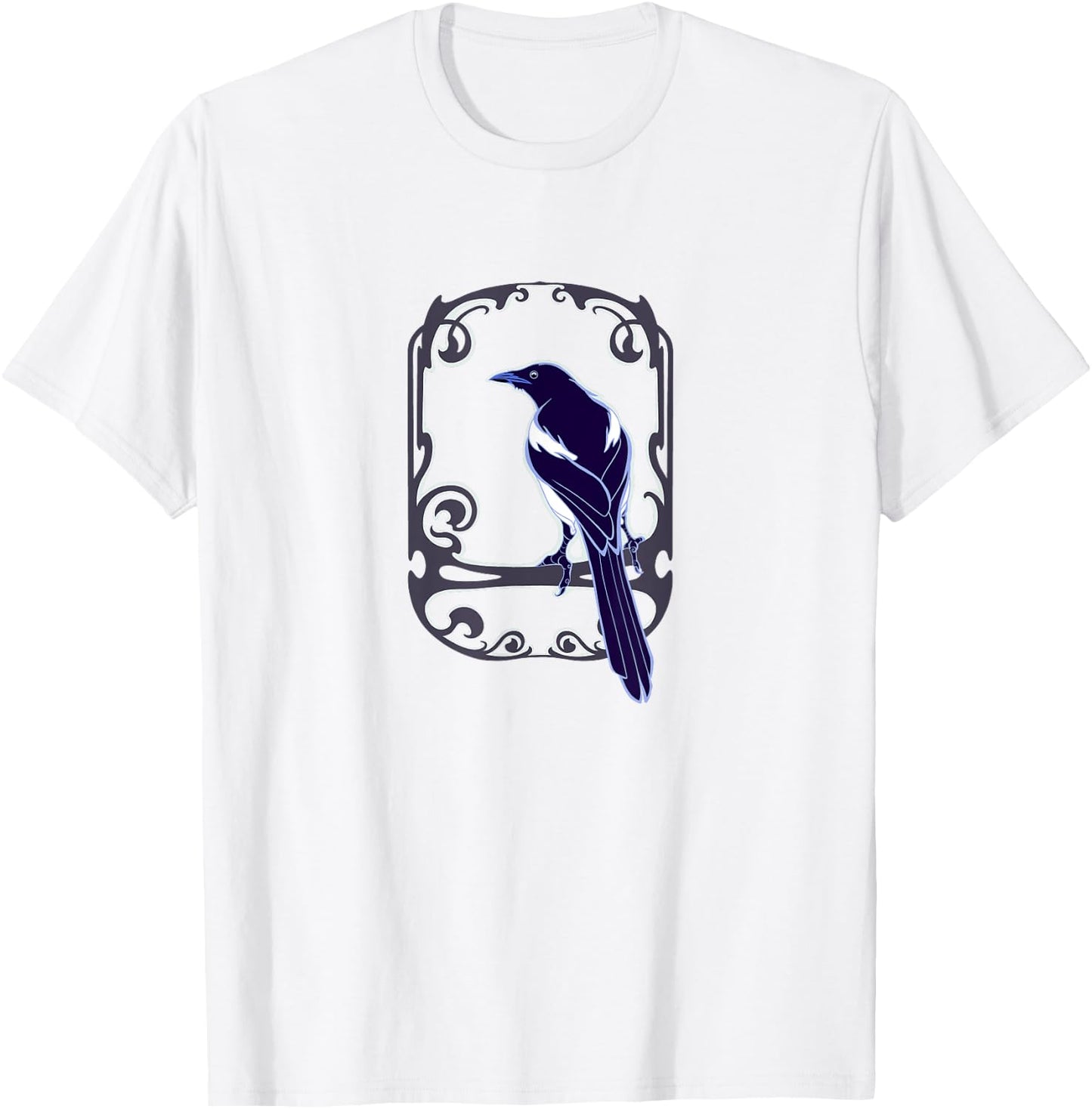 Gothic and Nouveau style Magpie bird, for ornithology lovers T-Shirt - T-Shirt | White