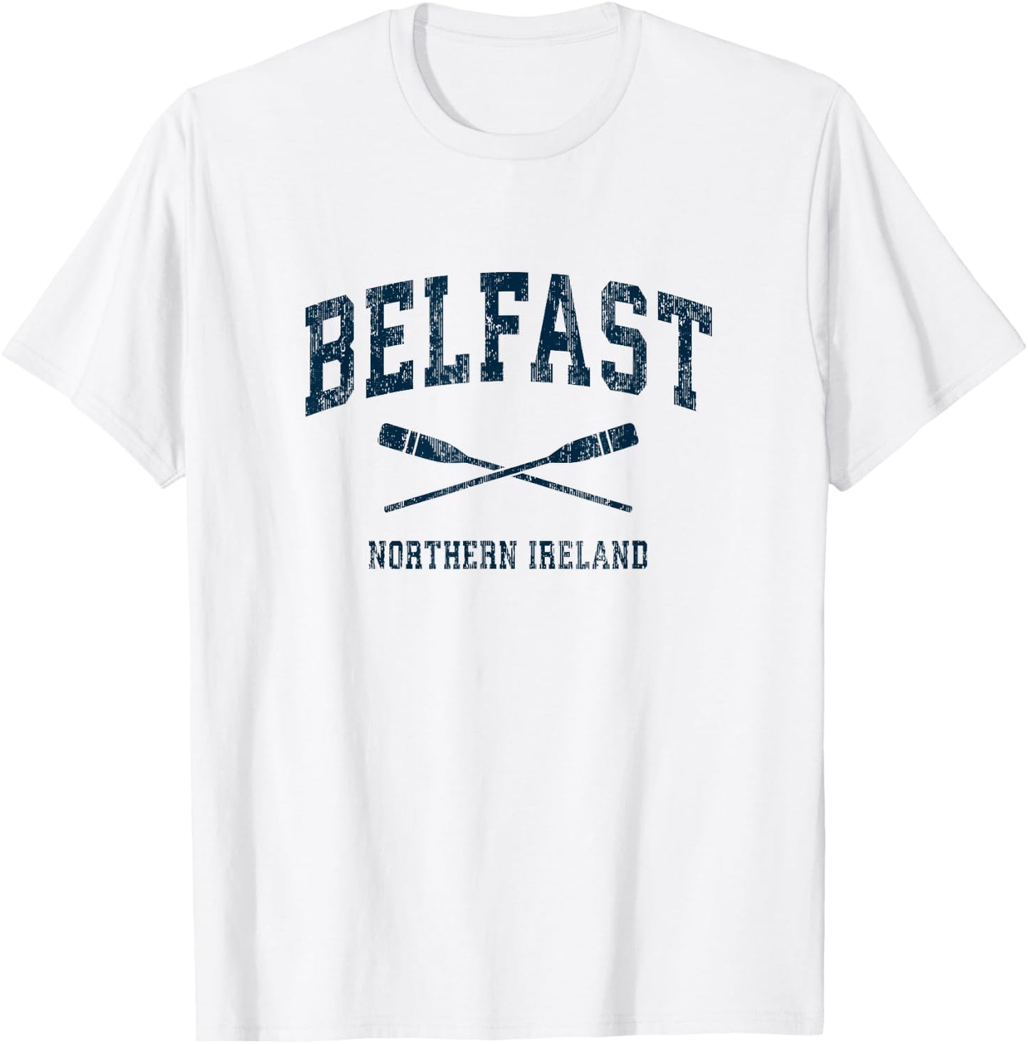 Belfast Northern Ireland Vintage Nautical Paddles Sports Oar T-Shirt - T-Shirt | White