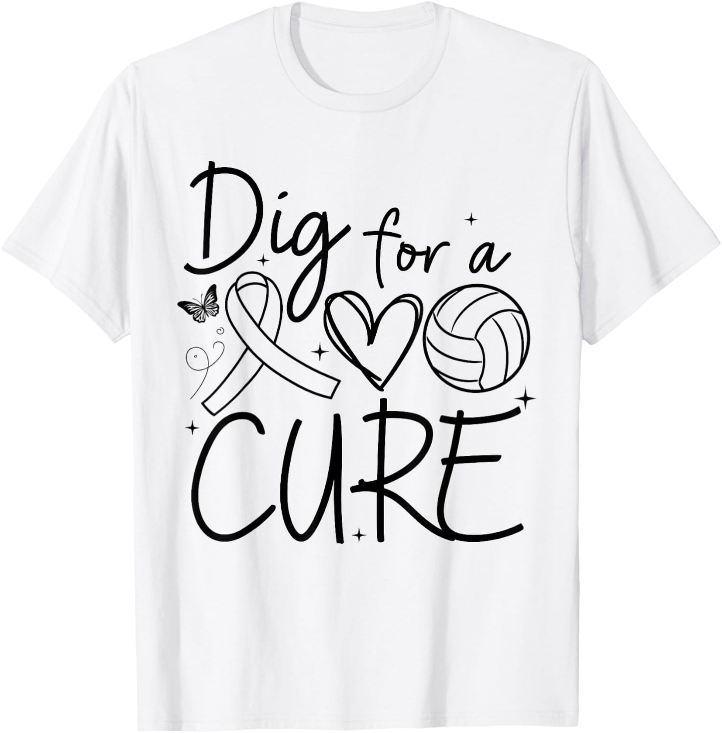 Dig For A Cure Breast Cancer Awareness Volleyball Pink T-Shirt - T-Shirt | White