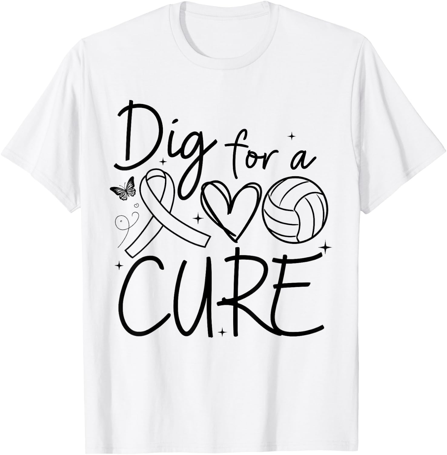Dig For A Cure Breast Cancer Awareness Volleyball Pink T-Shirt - T-Shirt | White