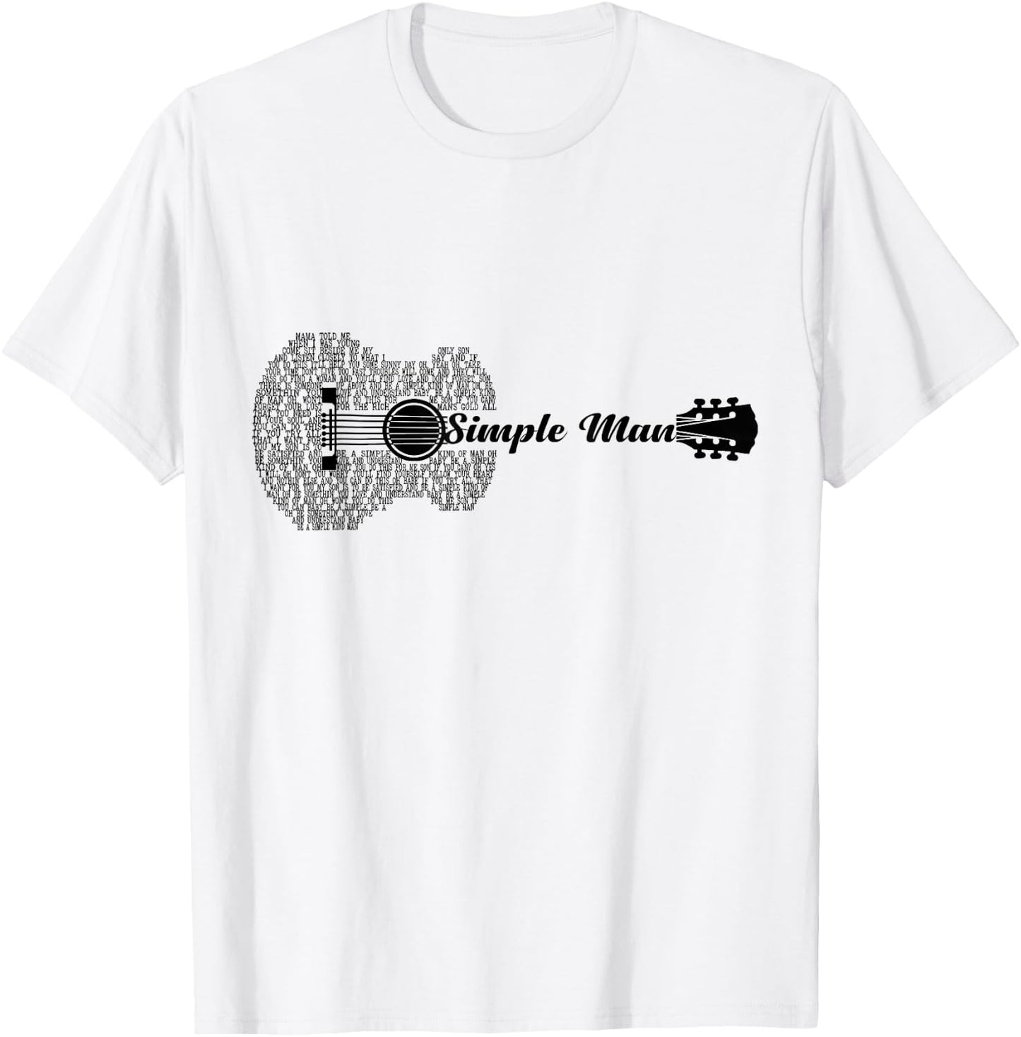 Simple Man Music Guitar L:over Guitar Shape T-Shirt - T-Shirt | White