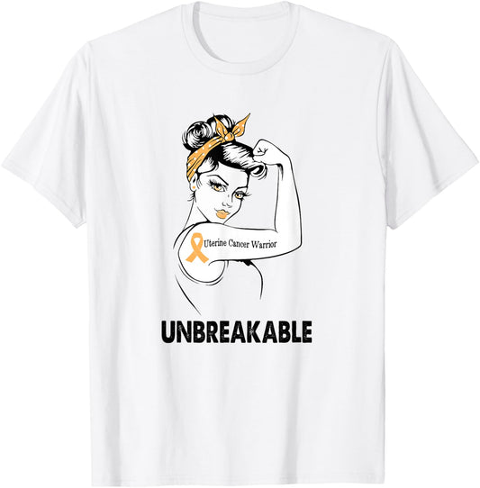 Uterine Cancer Warrior Unbreakable Gift Awareness T-Shirt - T-Shirt | White