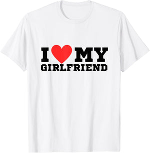 I love my girlfriend white color | y2k | red heart | love T-Shirt - T-Shirt | White