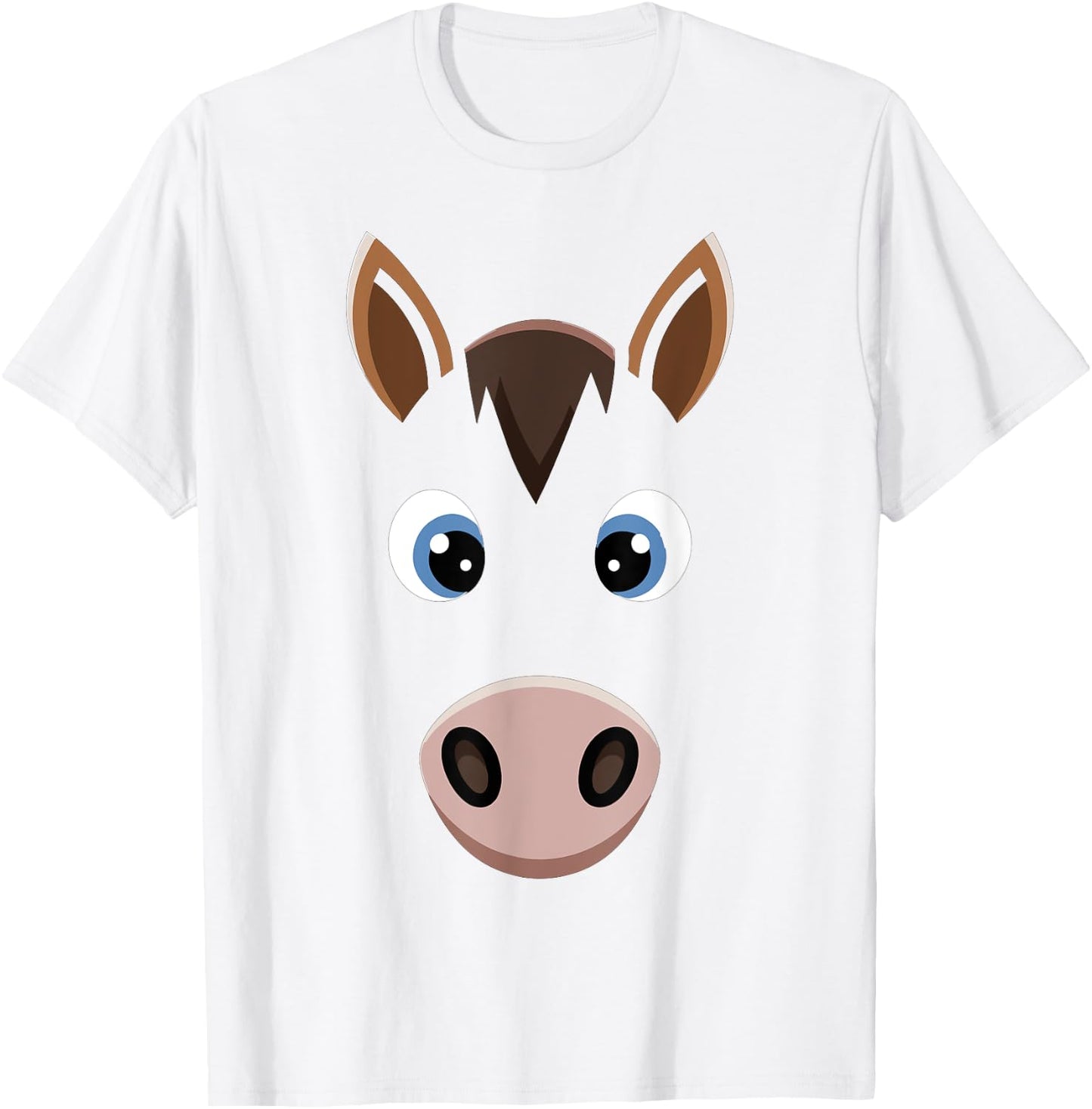 Halloween Horse Face Costume Kids Cute Themed Horsey T-Shirt - T-Shirt | White